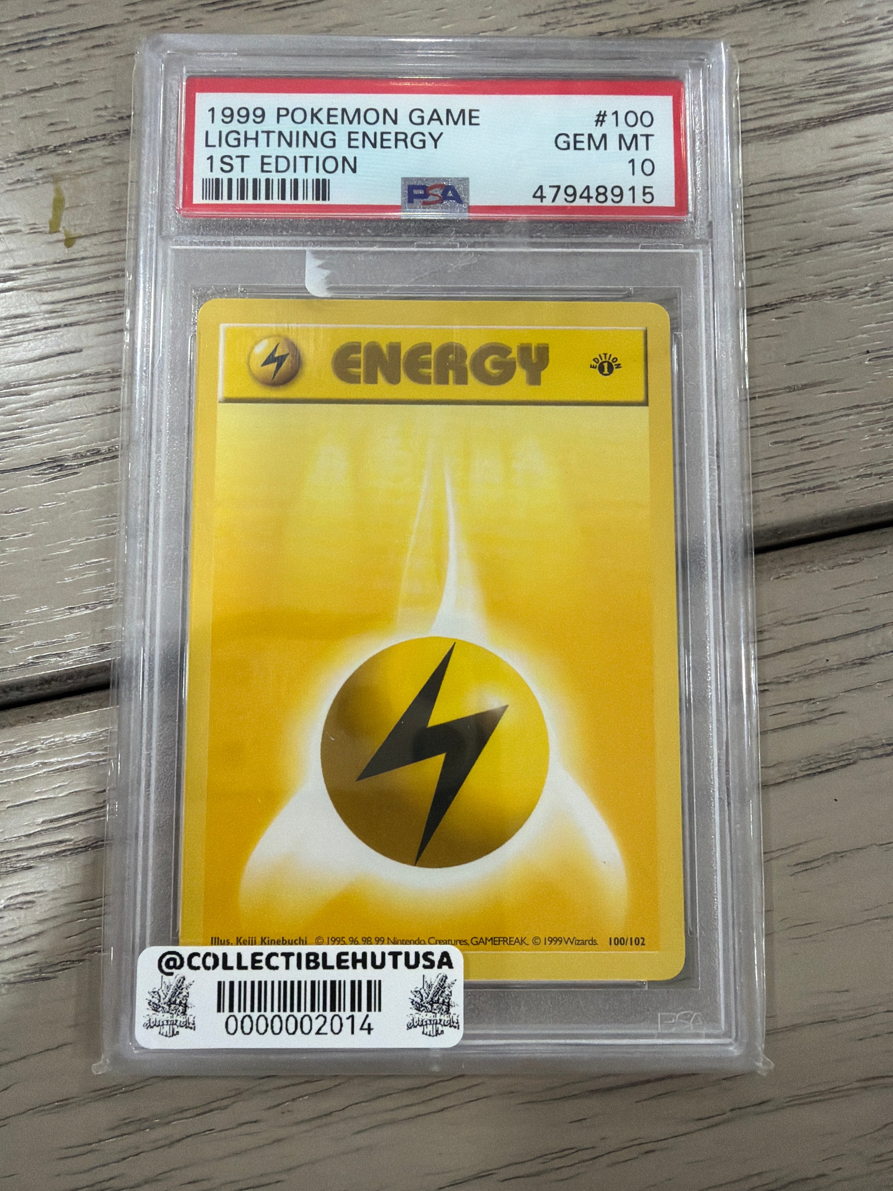 Graded Pokemon - 1999 Pokemon Base Set Shadowless 1st Edition Lightning Energy #100 PSA 10 GEM MT