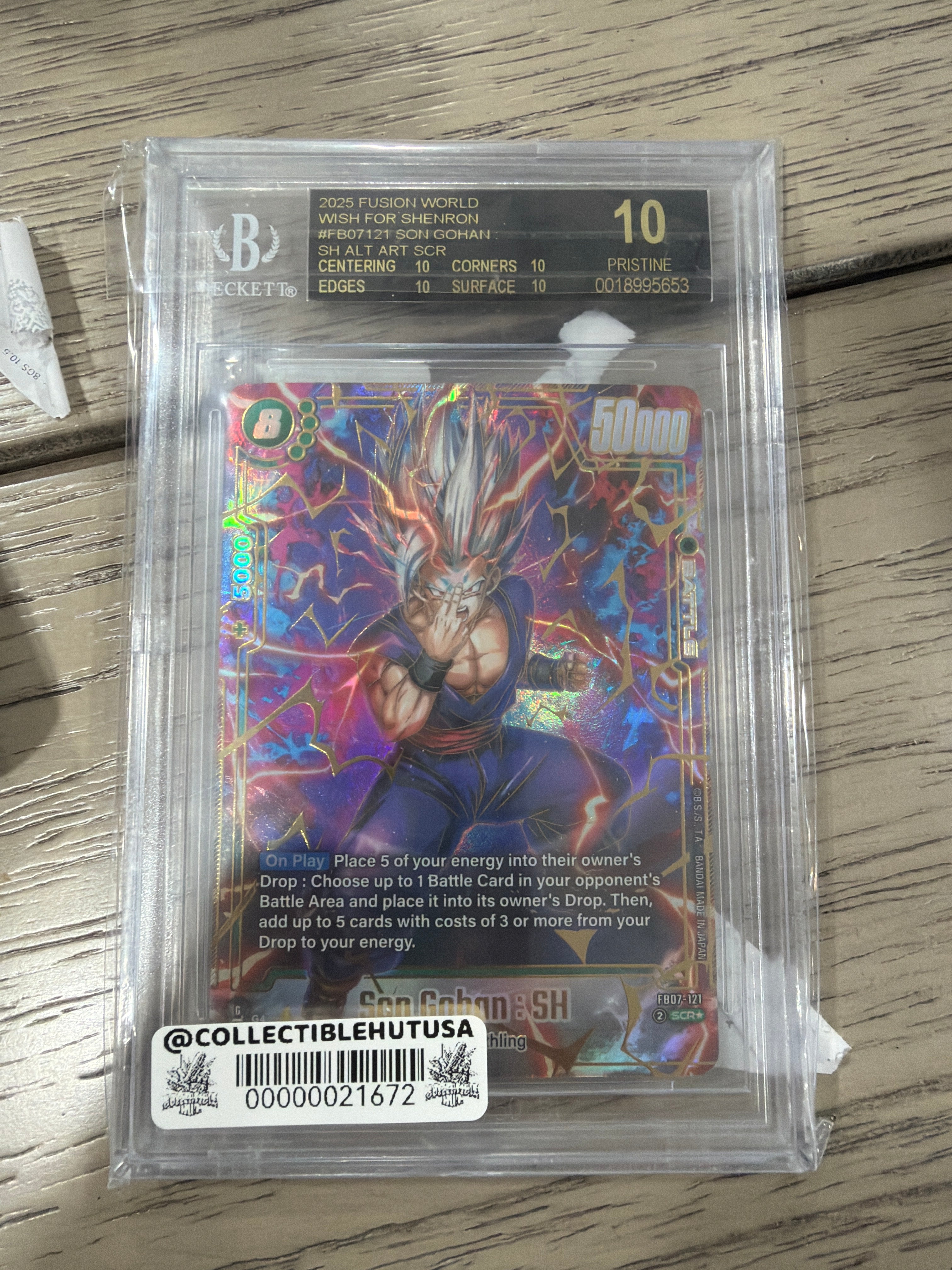 Graded Dragon Ball Z - 2025 Dragon Ball Super Card Game Fusion World Wish For Shenron Secret Rare Alternate Art Son Gohan #FB07-121 BGS BL