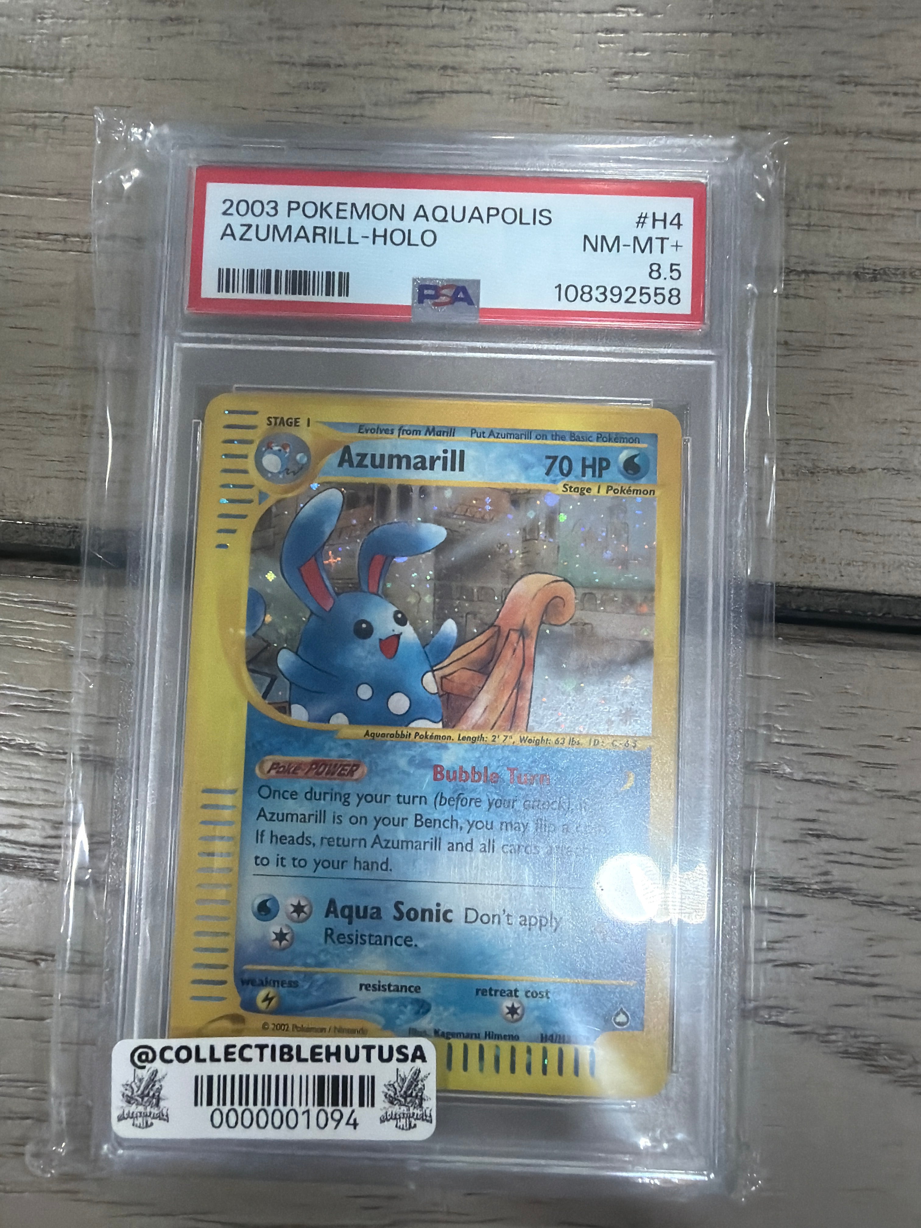Graded Pokemon - 2003 POKEMON AQUAPOLIS #H4 AZUMARILL-HOLO PSA 8.5