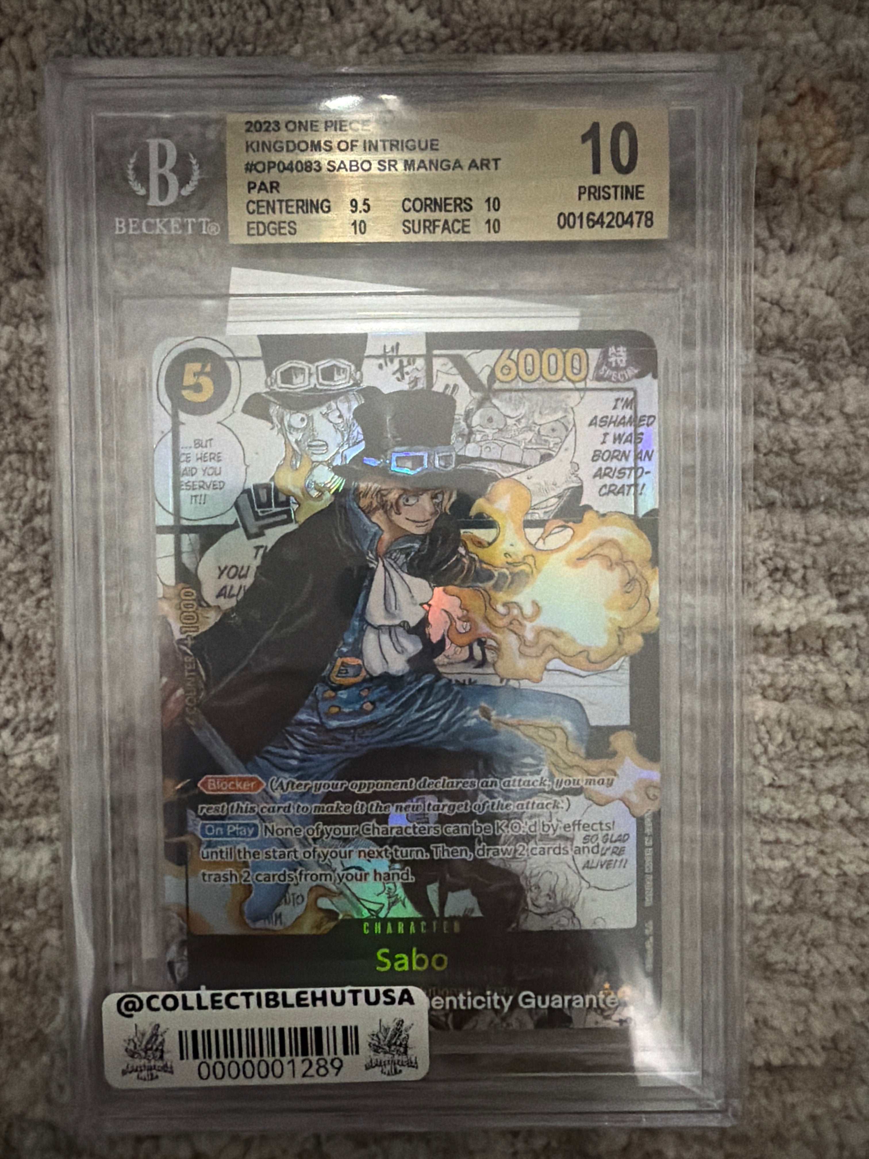 Graded One Piece - 2023 One Piece Kingdoms of Intrigue OP04083 Sabo Manga Alt Art BGS 10 PRISTINE