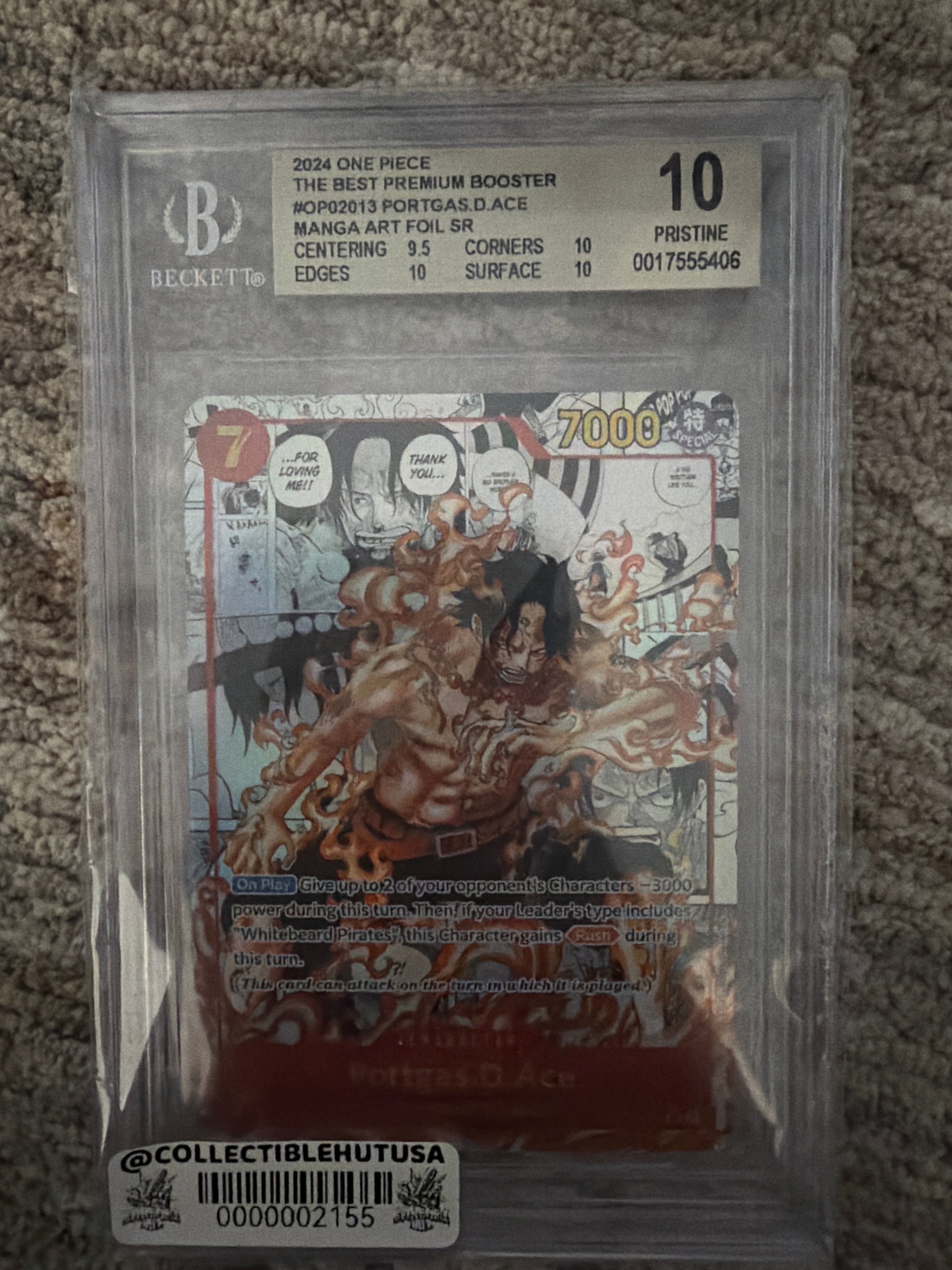 Graded One Piece - PORTGAS.D.ACE 2024 ONE PIECE MANGA ART SR PREMIUM BOOSTER OP02-013 GRADED BGS 10