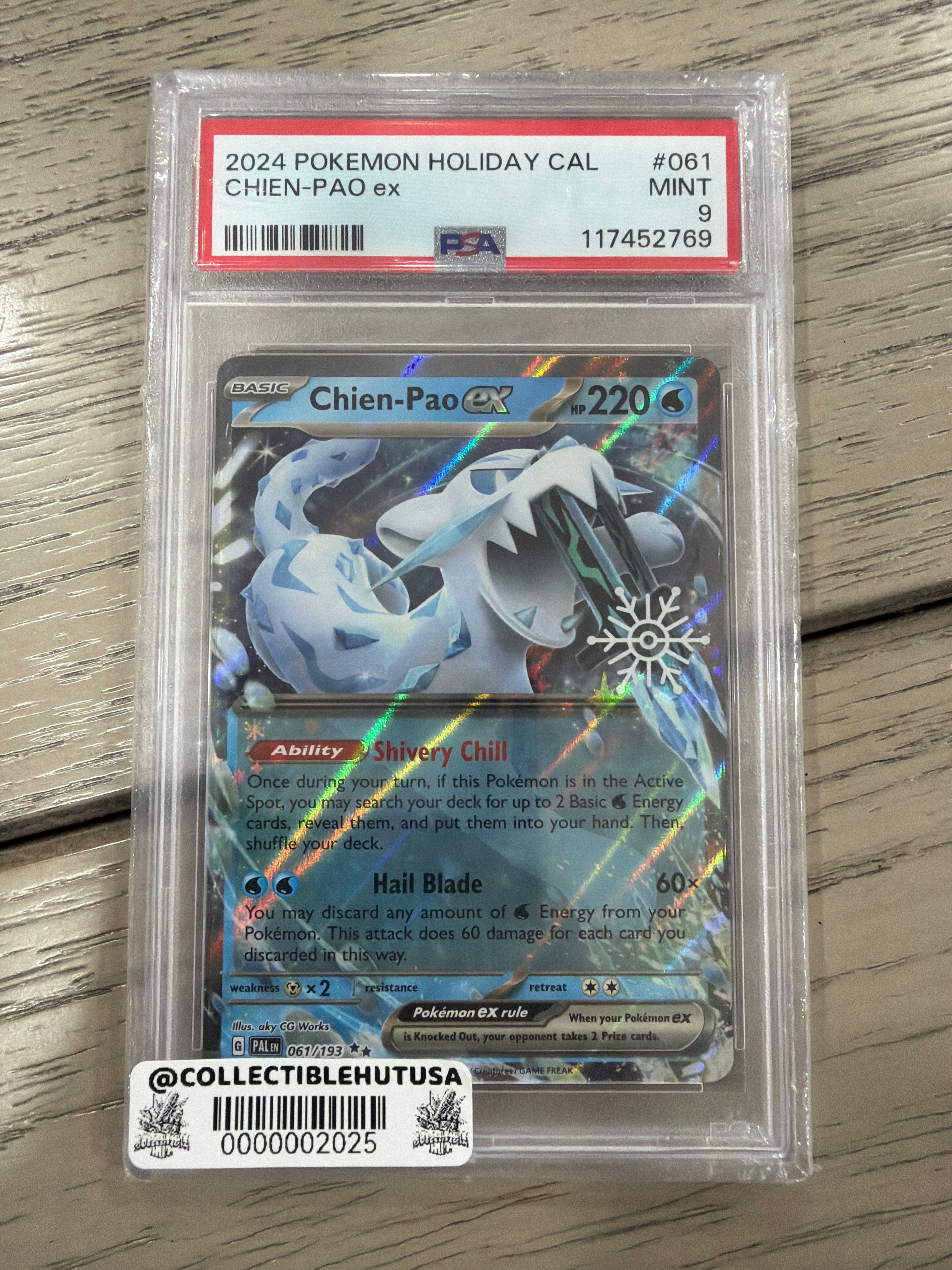 Graded Pokemon - 2024 Pokemon Chien-Pao EX Holiday Calendar 061 PSA 9
