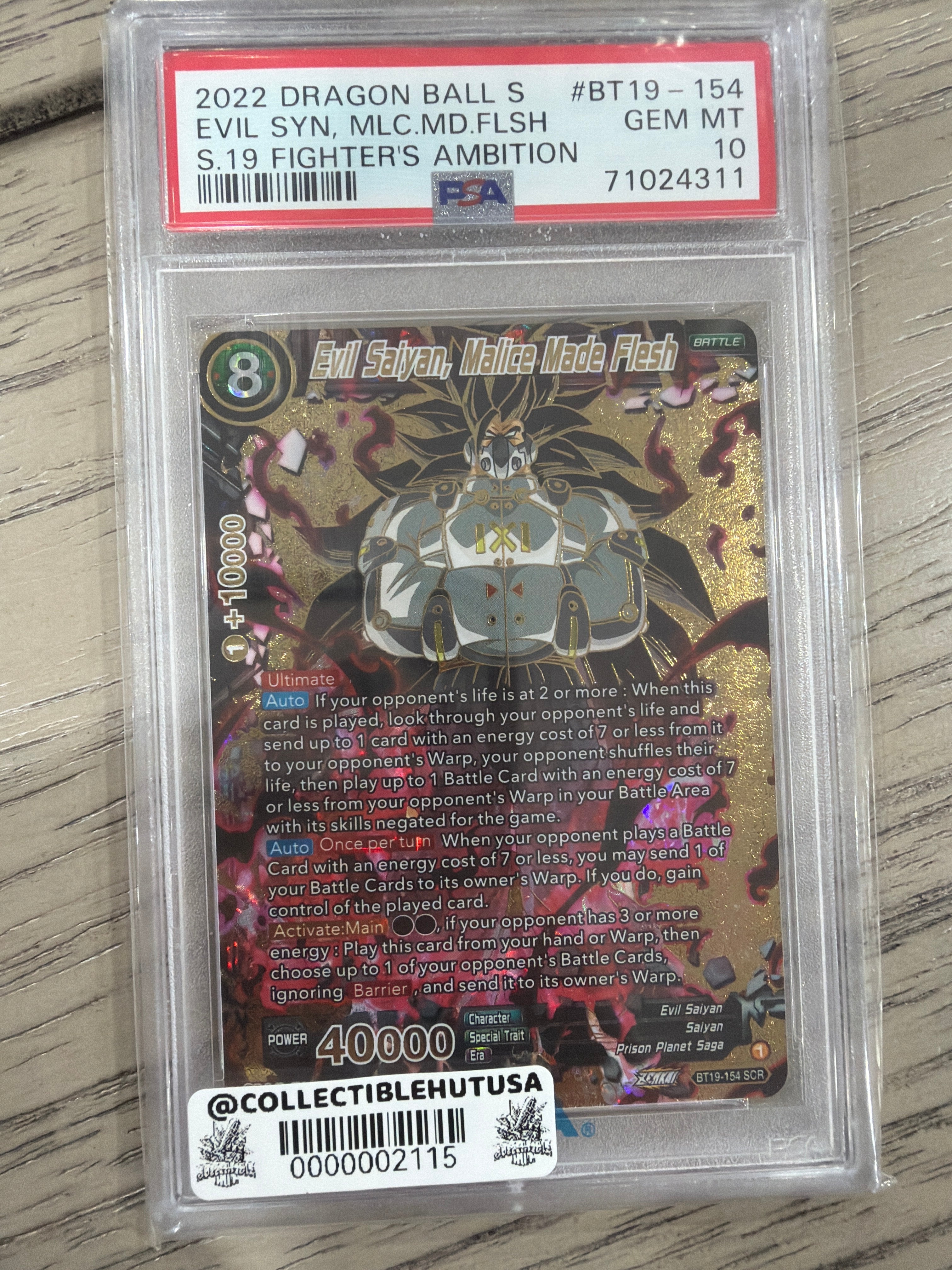 Graded Dragon Ball Z - PSA 10 Evil Saiyan, Malice Made Flesh SCR Gem Mint Dragon Ball Super DBS