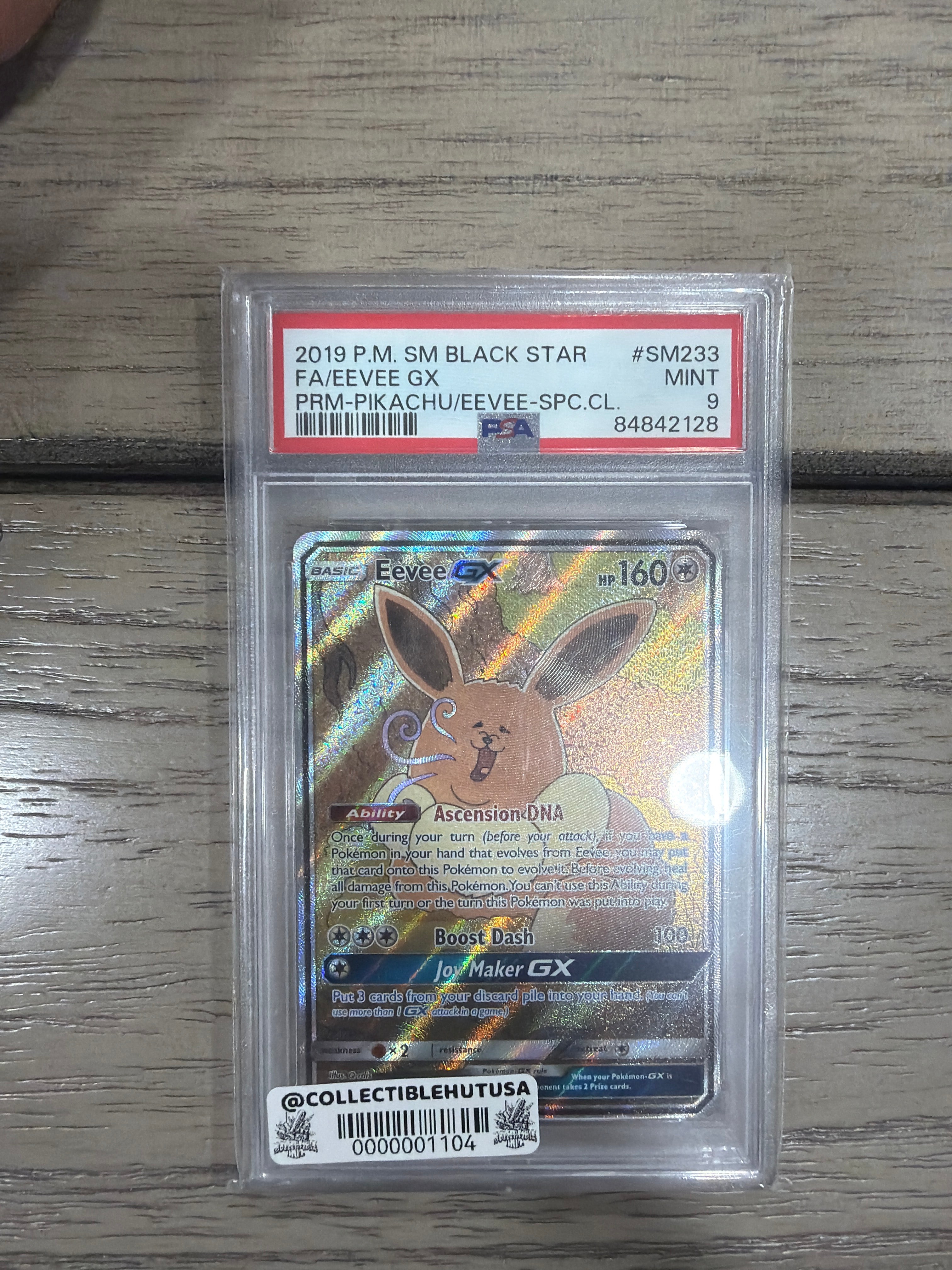 Graded Pokemon - 2019 Eevee GX SM233 Full Art Holo Black Star Promos PSA 9 Pokémon TCG