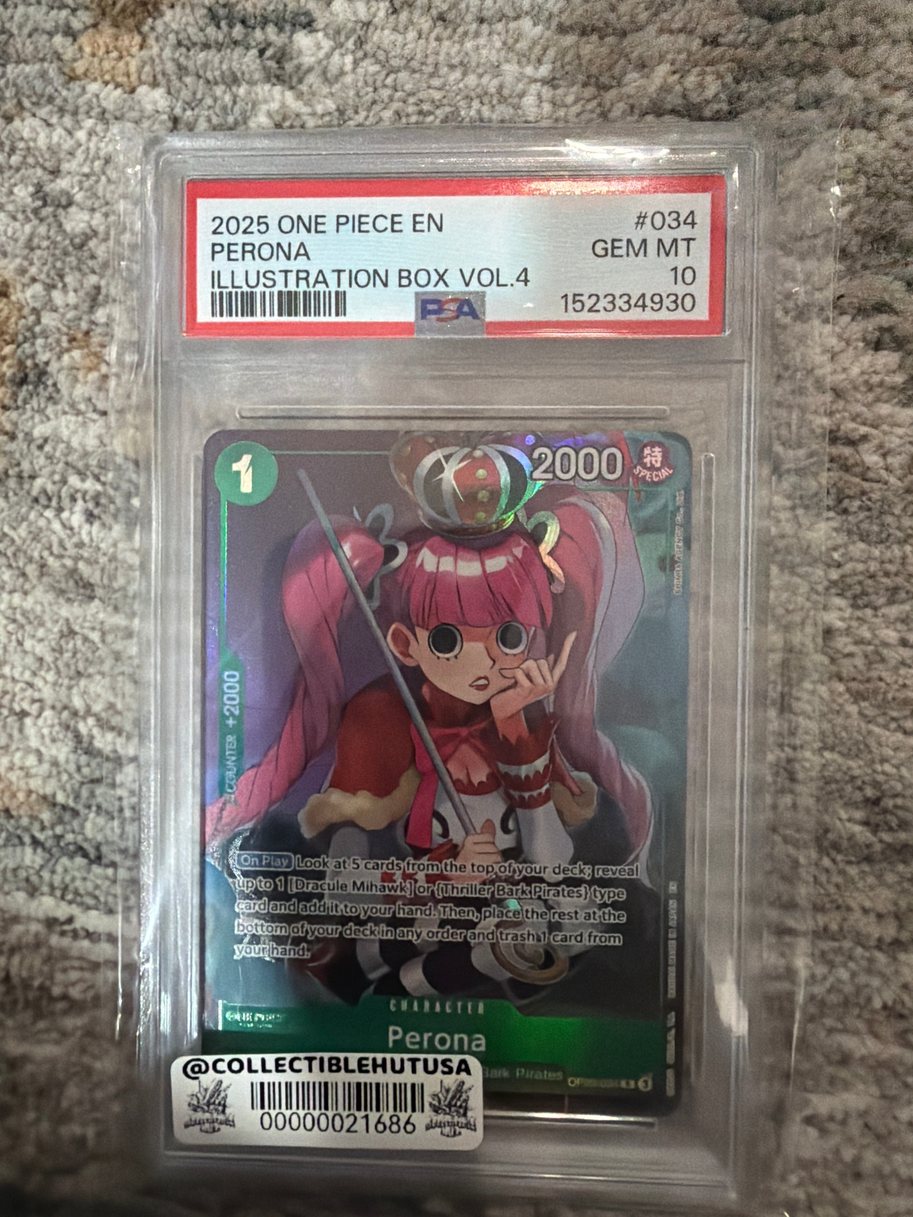 Graded One Piece - Perona (Illustration Box Vol.4) OP09-034 One Piece Promotion Cards PSA 10