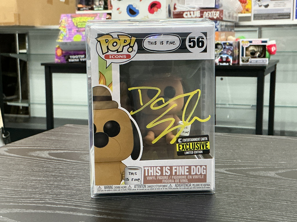 Funko Pop 56 6 inch.- This is Fine - This is Fine Dog - Signed by Dana Snyder