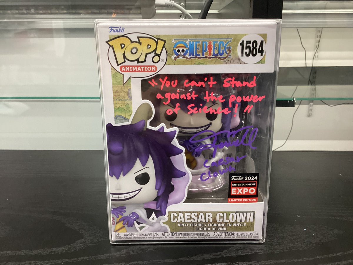 Signed Funko Pop 1584 6 inch - One Piece - Caesar Clown - Funko Entertainment Expo Limited Edition- Signed by Jerry Jewell