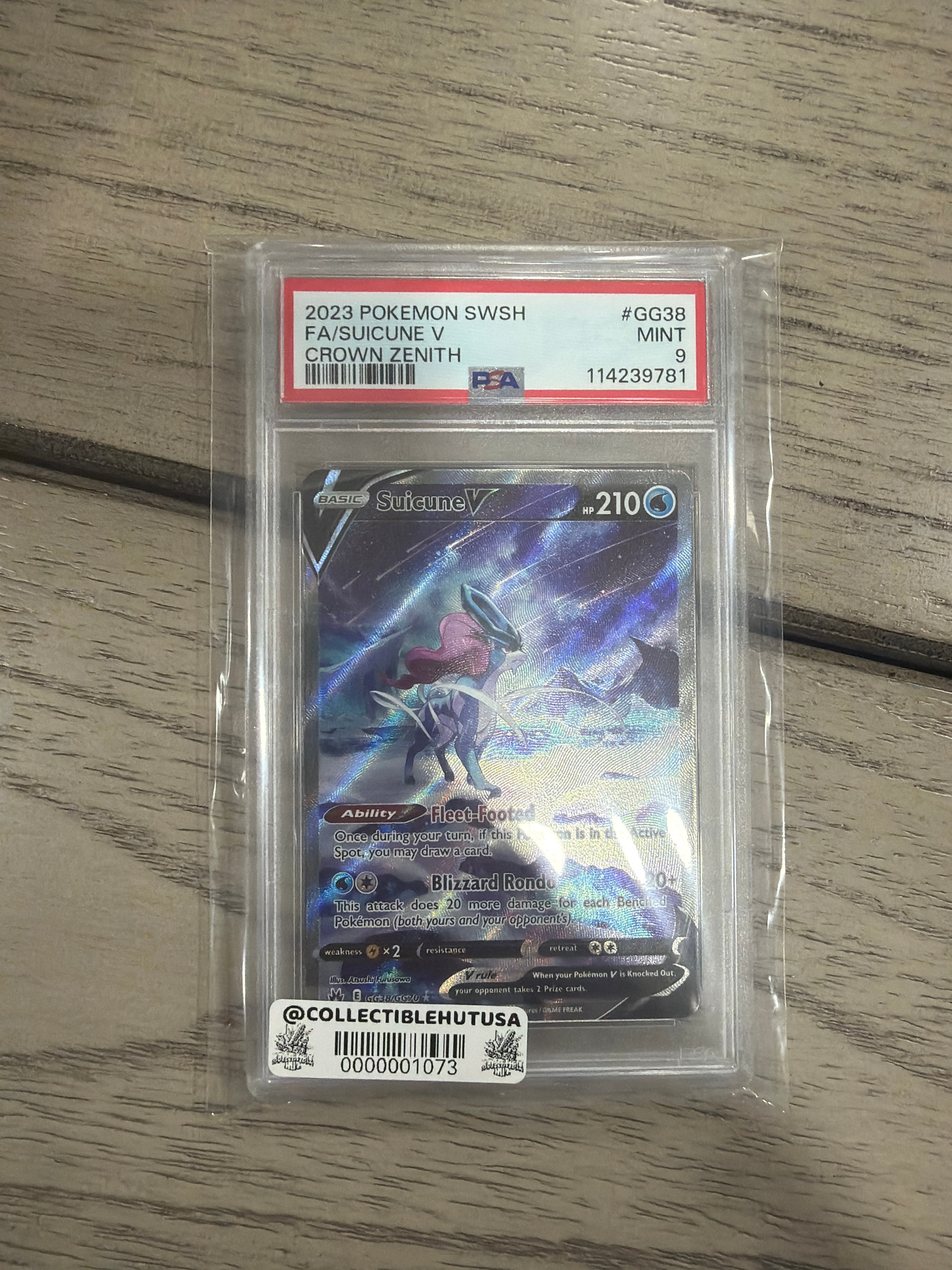 Graded Pokemon - Pokémon Suicune V GG38 Crown Zenith Galarian Gallery Ultra Rare Holo PSA 9
