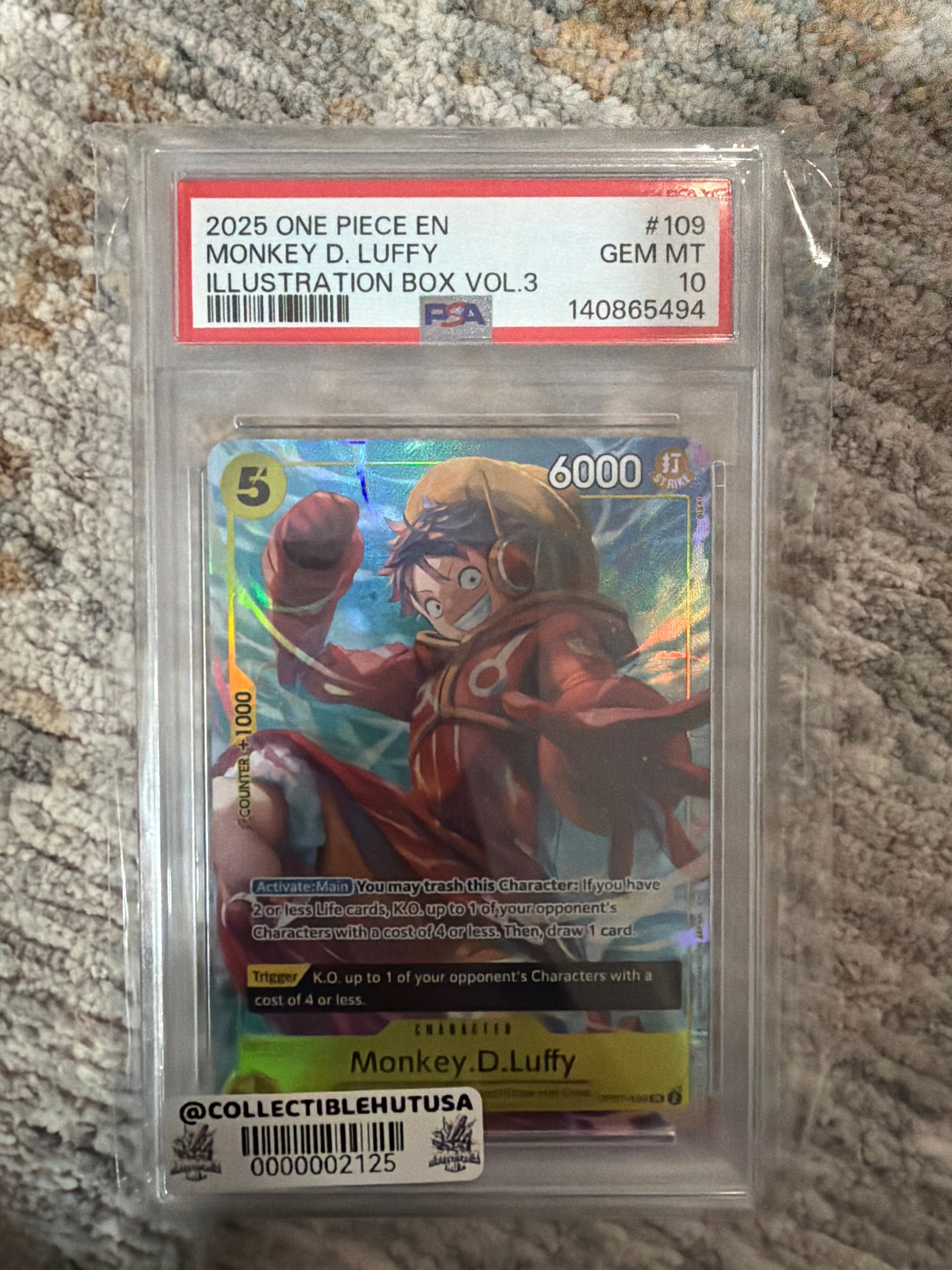 Graded One Piece - Bandai Monkey.D.Luffy OP07-109 Foil Super Rare PSA 10 One Piece Promo 2025