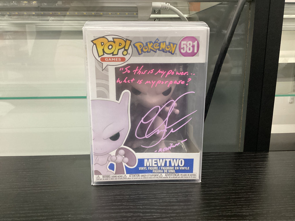 Signed Funko Pop 581 6 inch - Pokémon - Mewtwo - Signed by Christopher Corey Smith