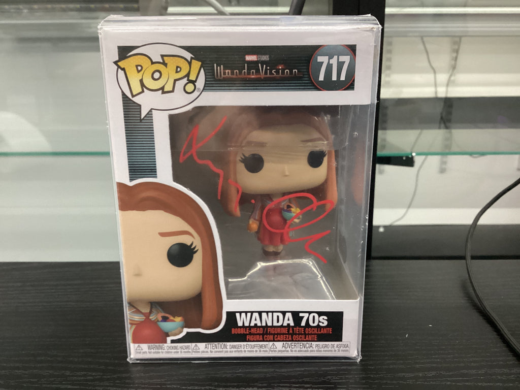 Signed Funko Pop 717 6 inch - WandaVision - Wanda 70s - Signed by Elizabeth Olsen Beckett
