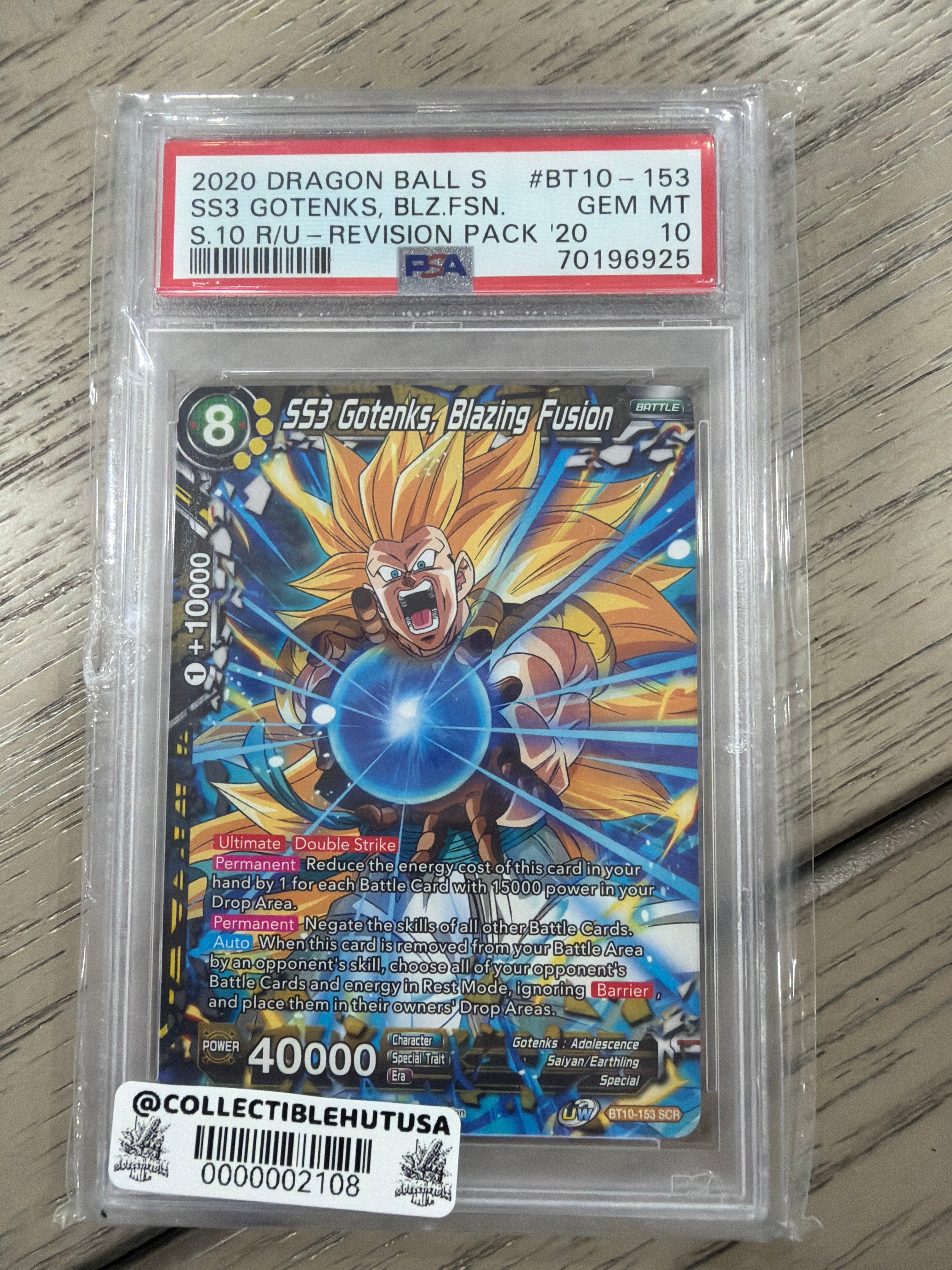 Graded Dragon Ball Z - 2020 DRAGON BALL SUPER SECRET RARE #BT10-153 SS3 GOTENKS, BLAZING FUSION PSA 10