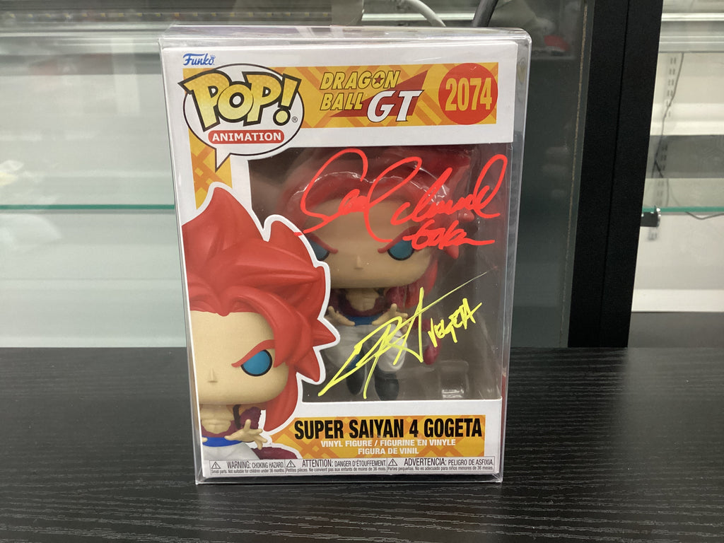 Signed Funko Pop 2074 6 inch - Dragon Ball GT - Super Saiyan 4 Gogeta - Signed by Christopher Sabat and Sean Schemmel