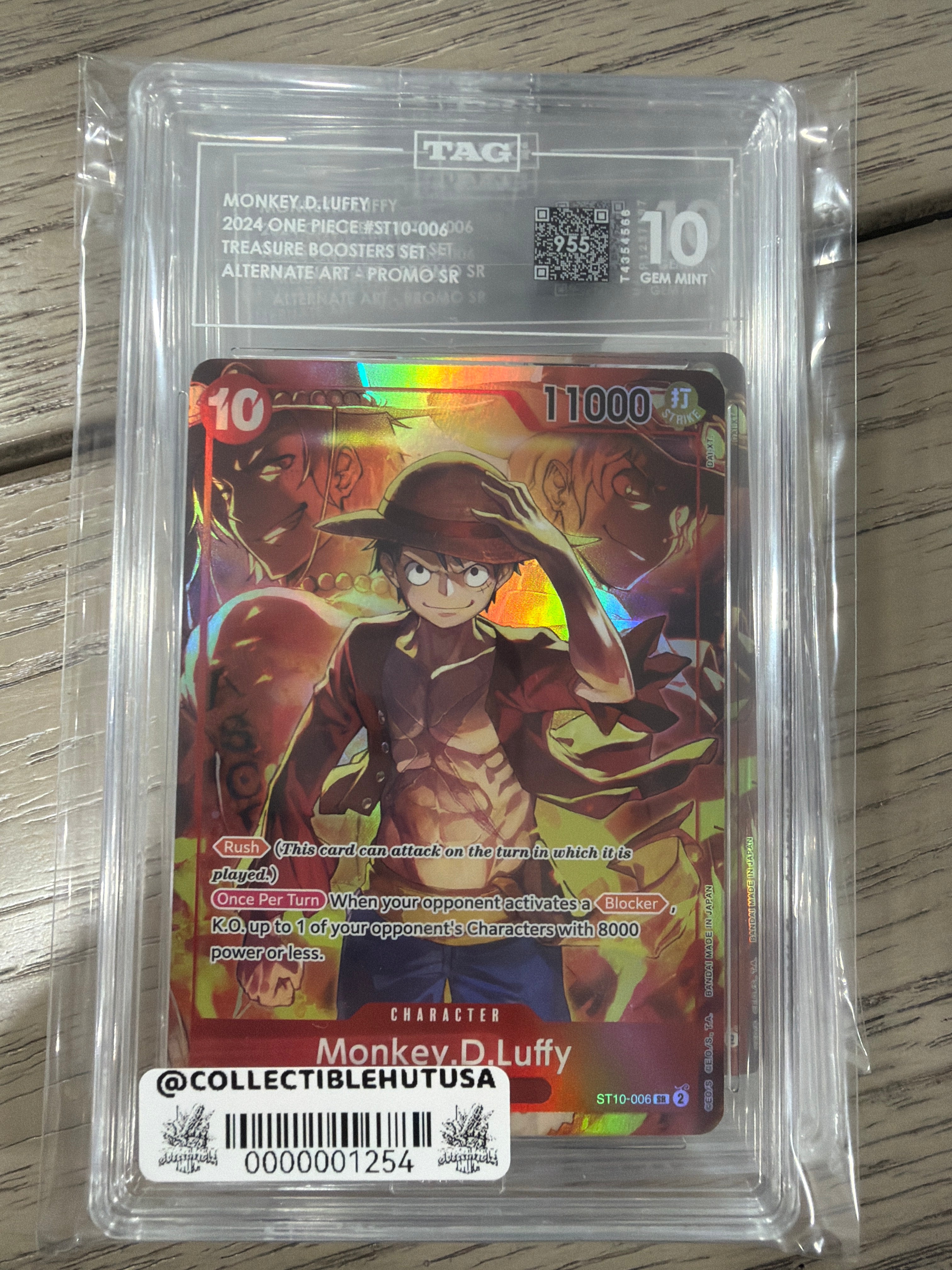Graded One Piece - Monkey.D.Luffy 2024 One Piece Promo ST10-006 TAG 10 GEM MINT Treasure Boosters
