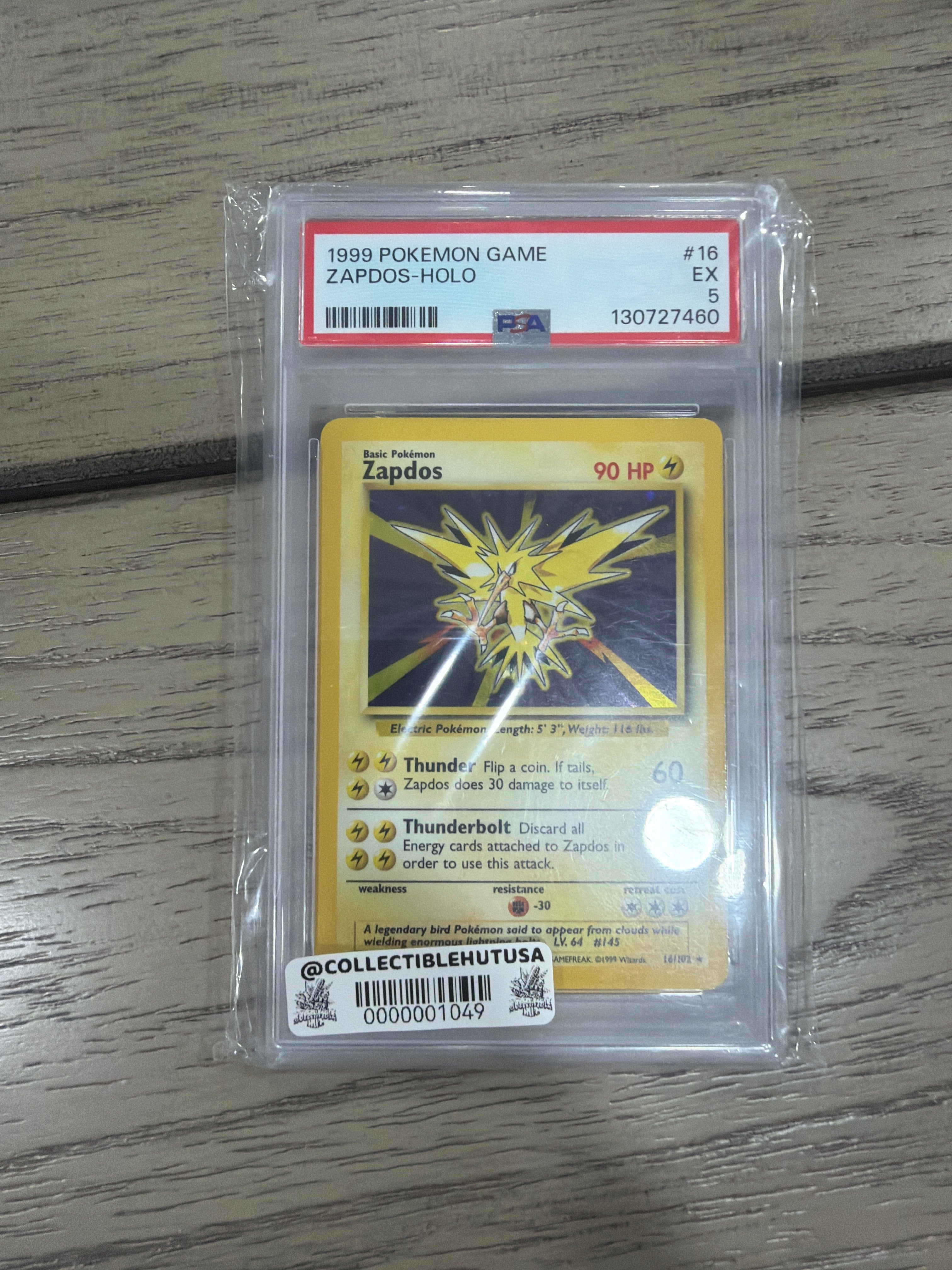 Graded Pokemon - 1999 POKEMON GAME ZAPDOS - HOLO #16 EX PSA 5 FREAH SLAB