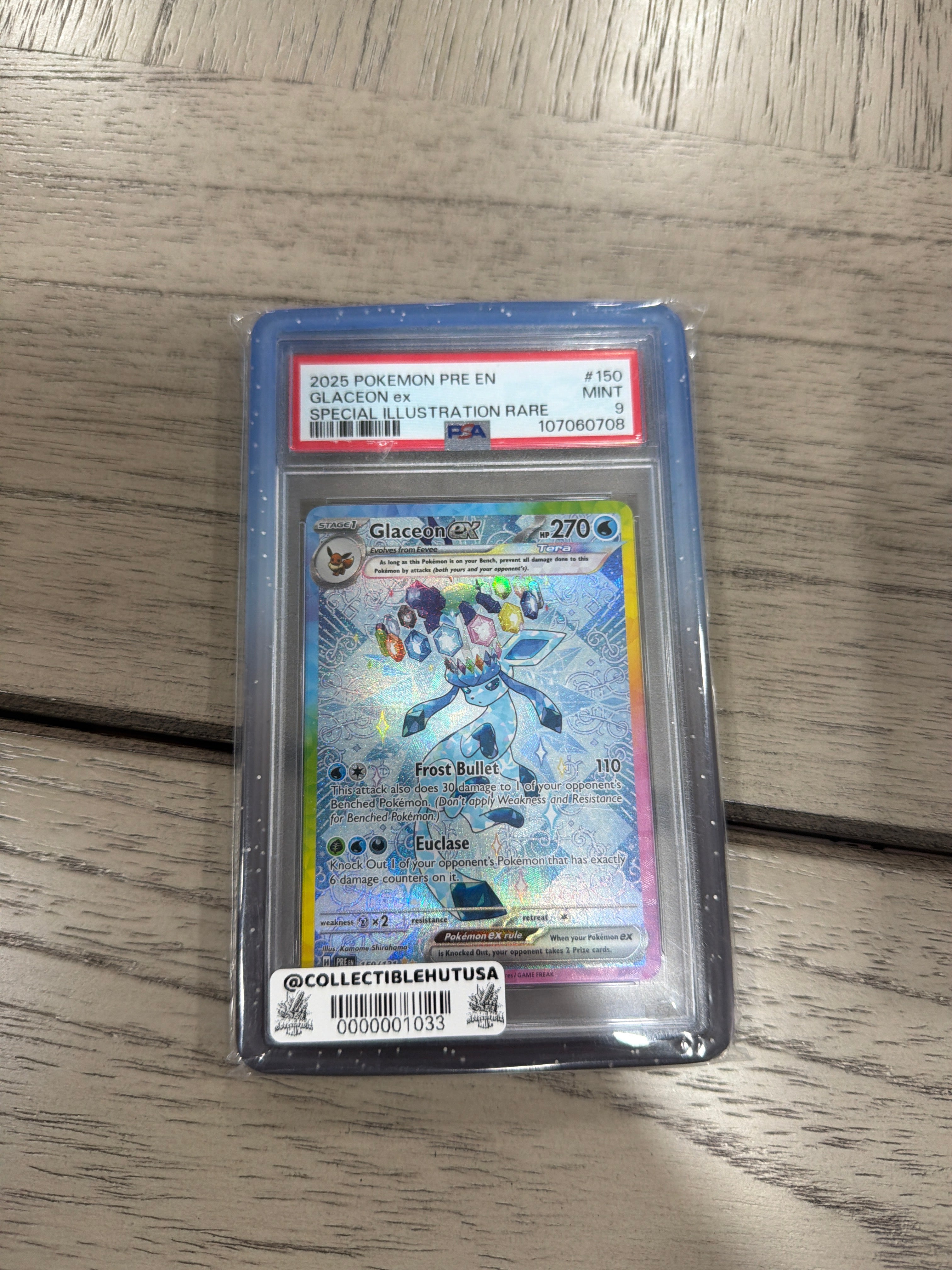 Graded Pokemon - Pokemon S&V Prismatic Evolutions Glaceon ex #150 Special Illustration Rare PSA 9