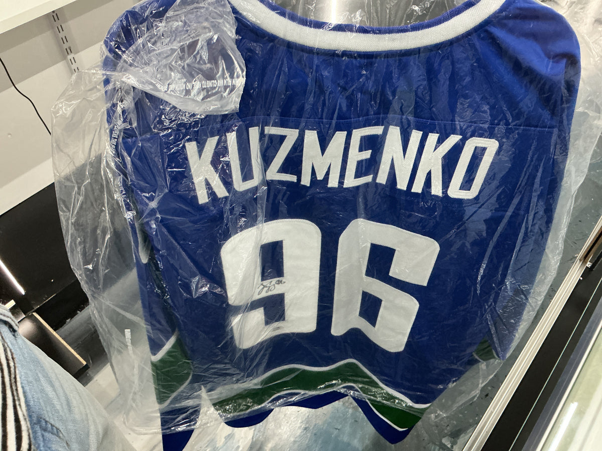 Signed Andrei Kuzmenko Vancouver #96 Blue Hockey Jersey