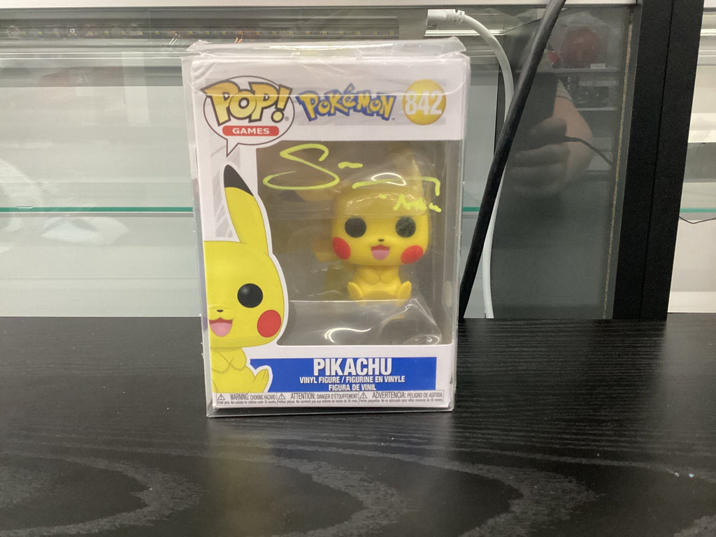 Signed Funko Pop 842 6 inch - Pokémon - Pikachu - Signed by Sarah Natochenny