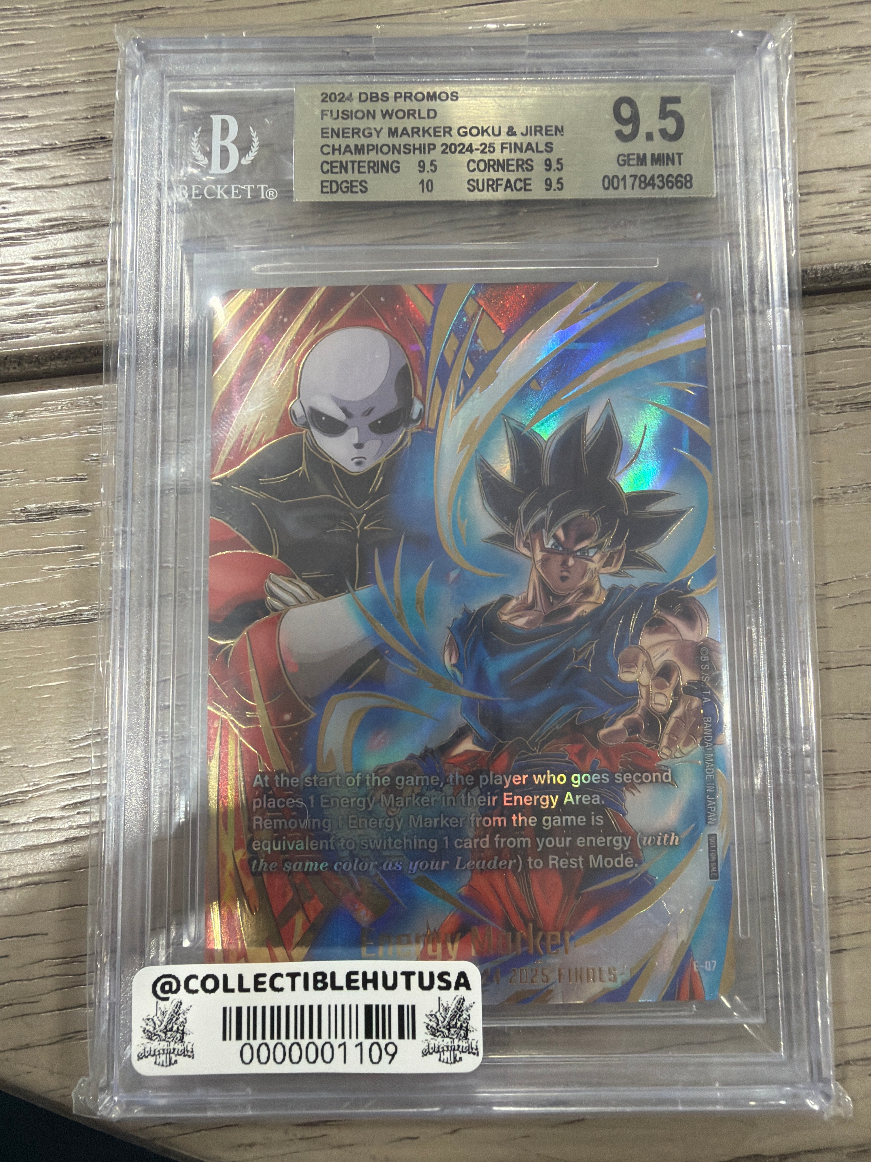 Graded Dragon Ball Z - Dragonball FW E-07 Son Goku & Jiren Finals Top 128 Energy Markers BGS 9.5