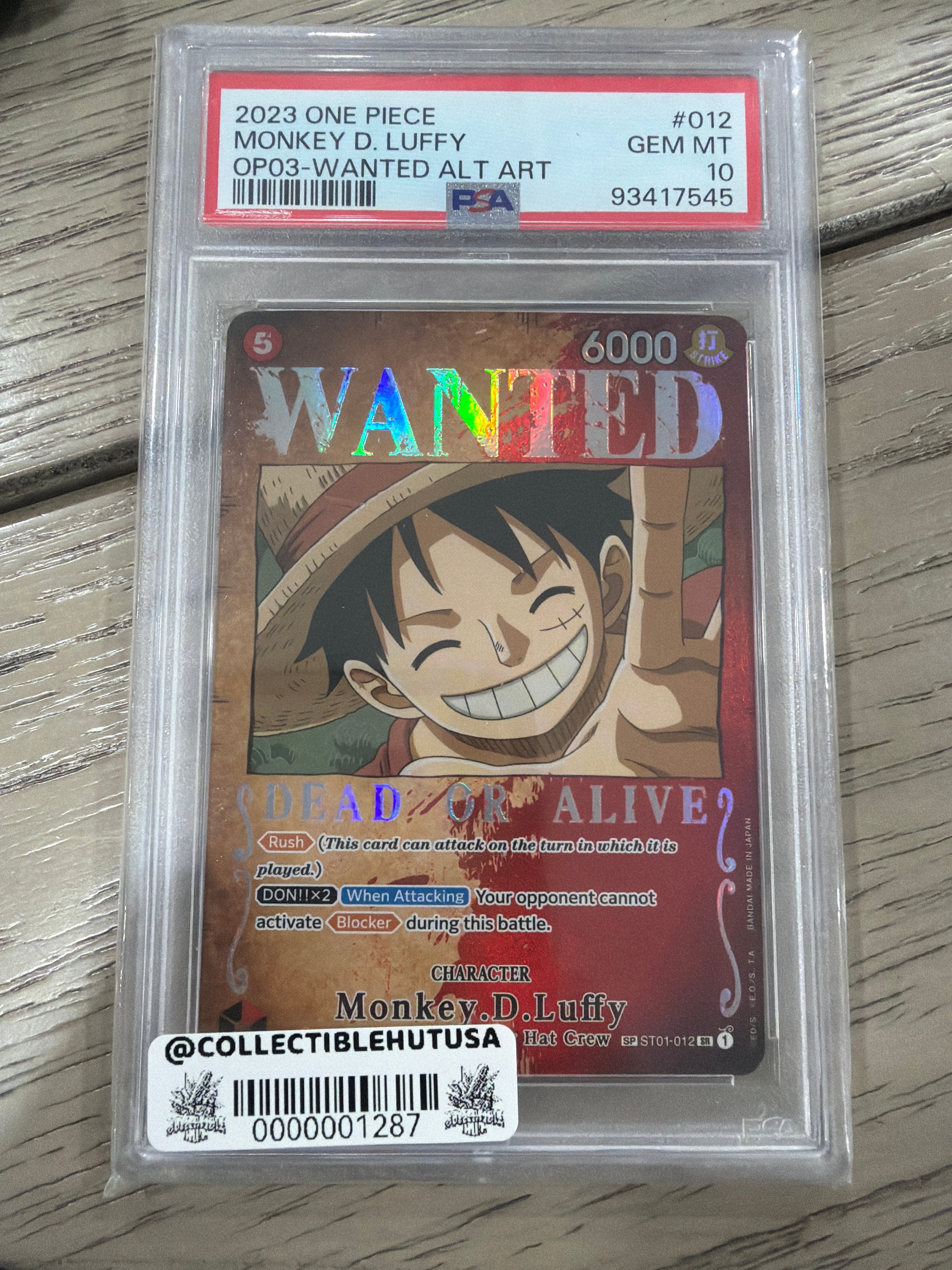 Graded One Piece - 2023 ONE PIECE OP03-PILLARS OF STRENGTH #012 MONKEY D. LUFFY PSA 10