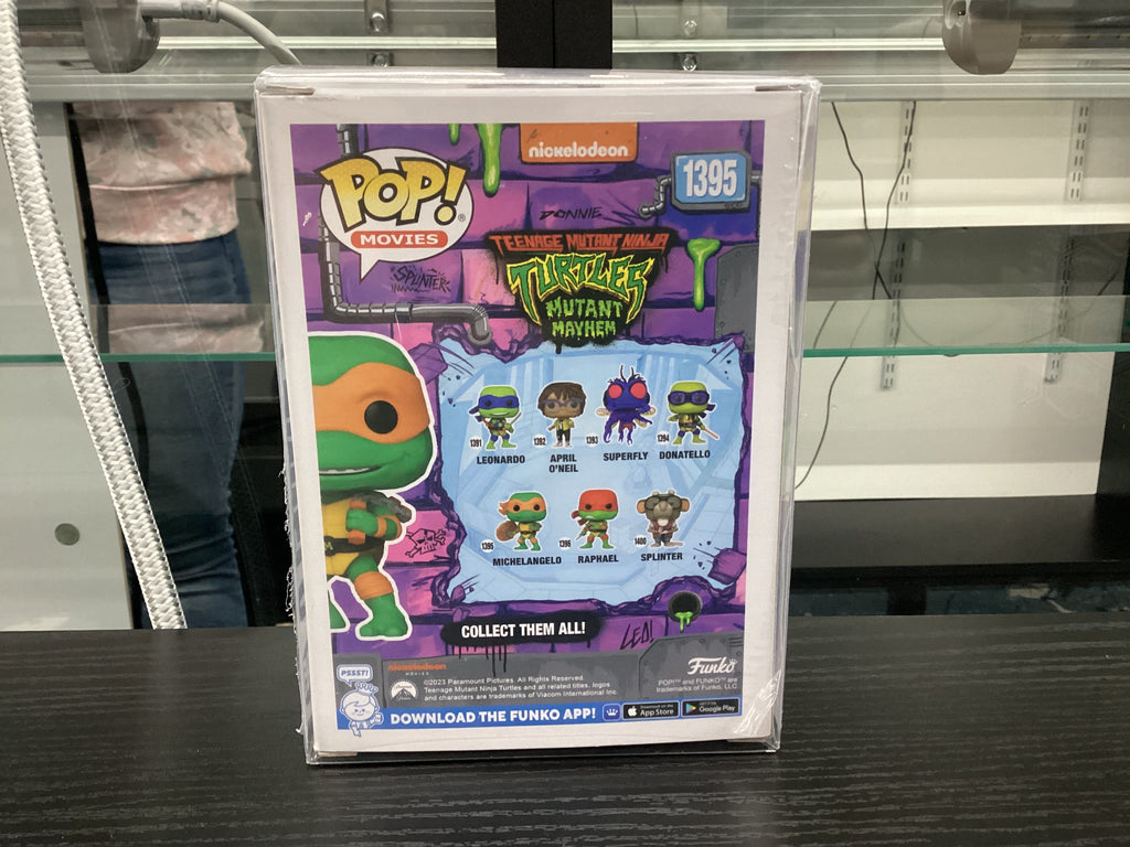 Signed Funko Pop 1395 6 inch - Teenage Mutant Ninja Turtles- Michelangelo - Signed by Seth Rogan
