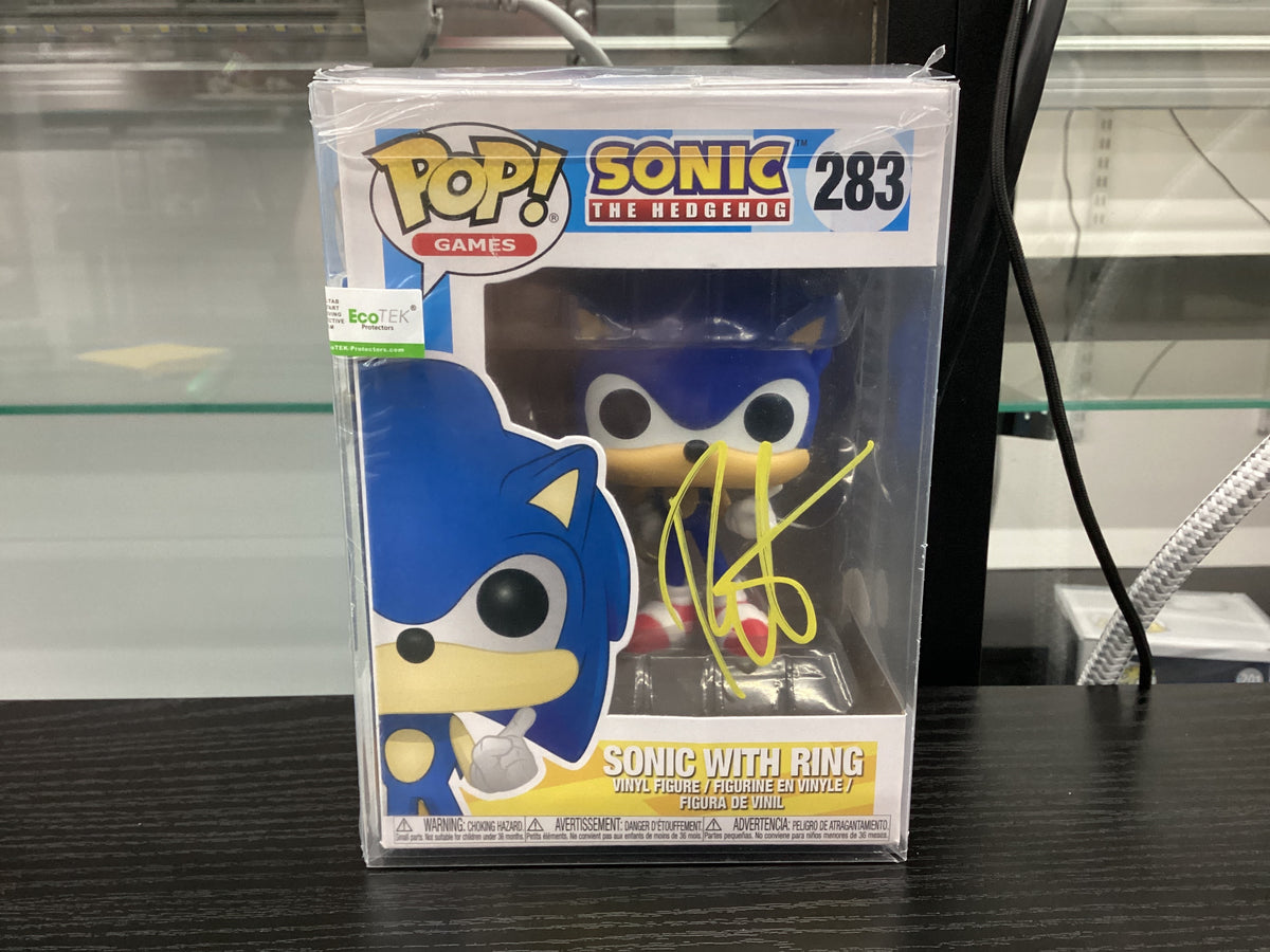 Signed Funko Pop 283 6 inch - Sonic the Hedgehog - Sonic with Ring - Signed by Roger Craig Smith