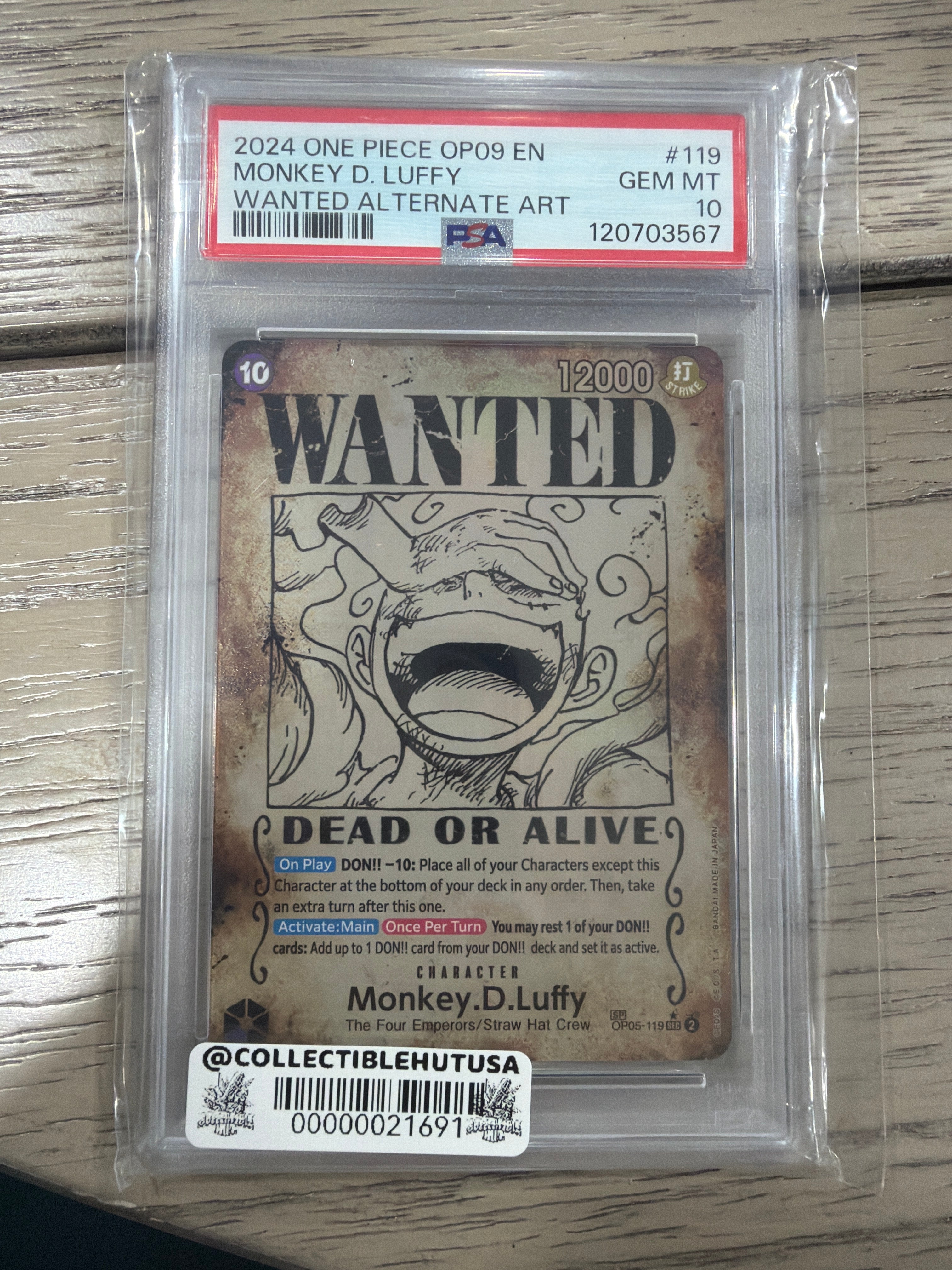 Graded One Piece - 2024 One Piece OP09 EN Monkey D. Luffy Wanted Alternate Art #119 PSA 10 Gem Mint