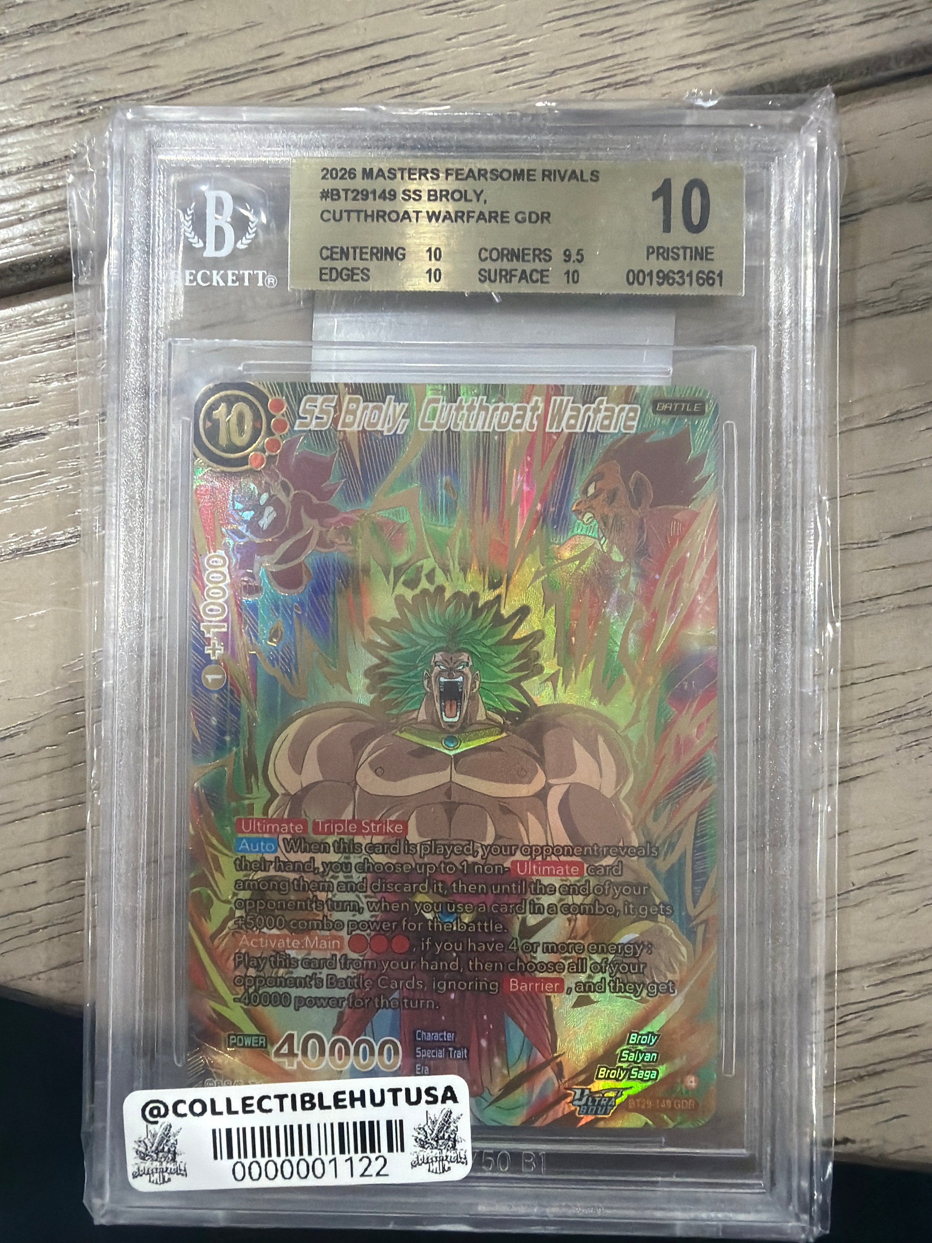 Graded Dragon Ball Z - SS Broly Cutthroat Warfare God Rare GDR Dragon Ball BT29-149 BGS Pristine 10