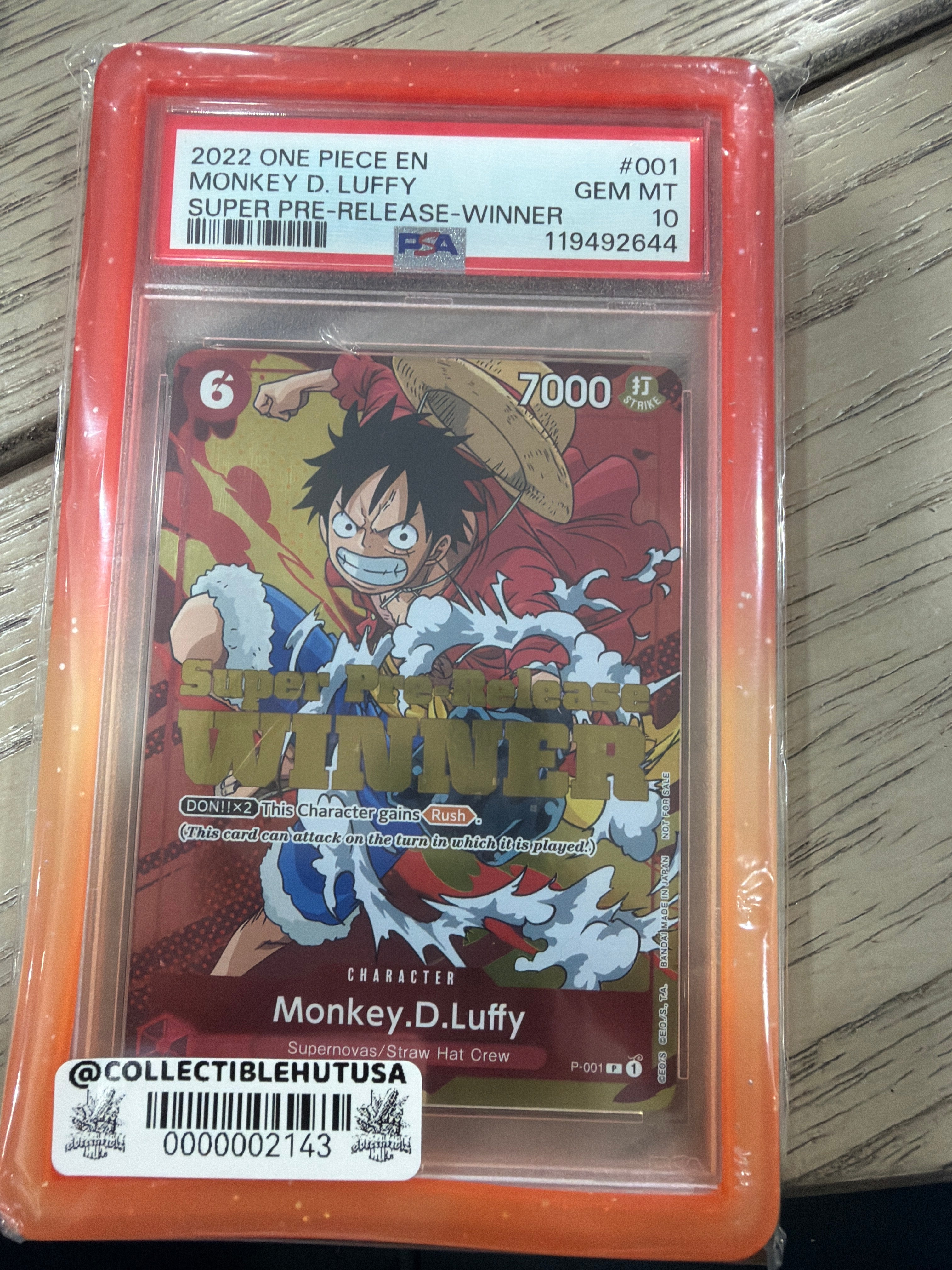 Graded One Piece - 2022 ONE PIECE Monkey D Luffy P-001 (Super Pre-Release WINNER) PSA10