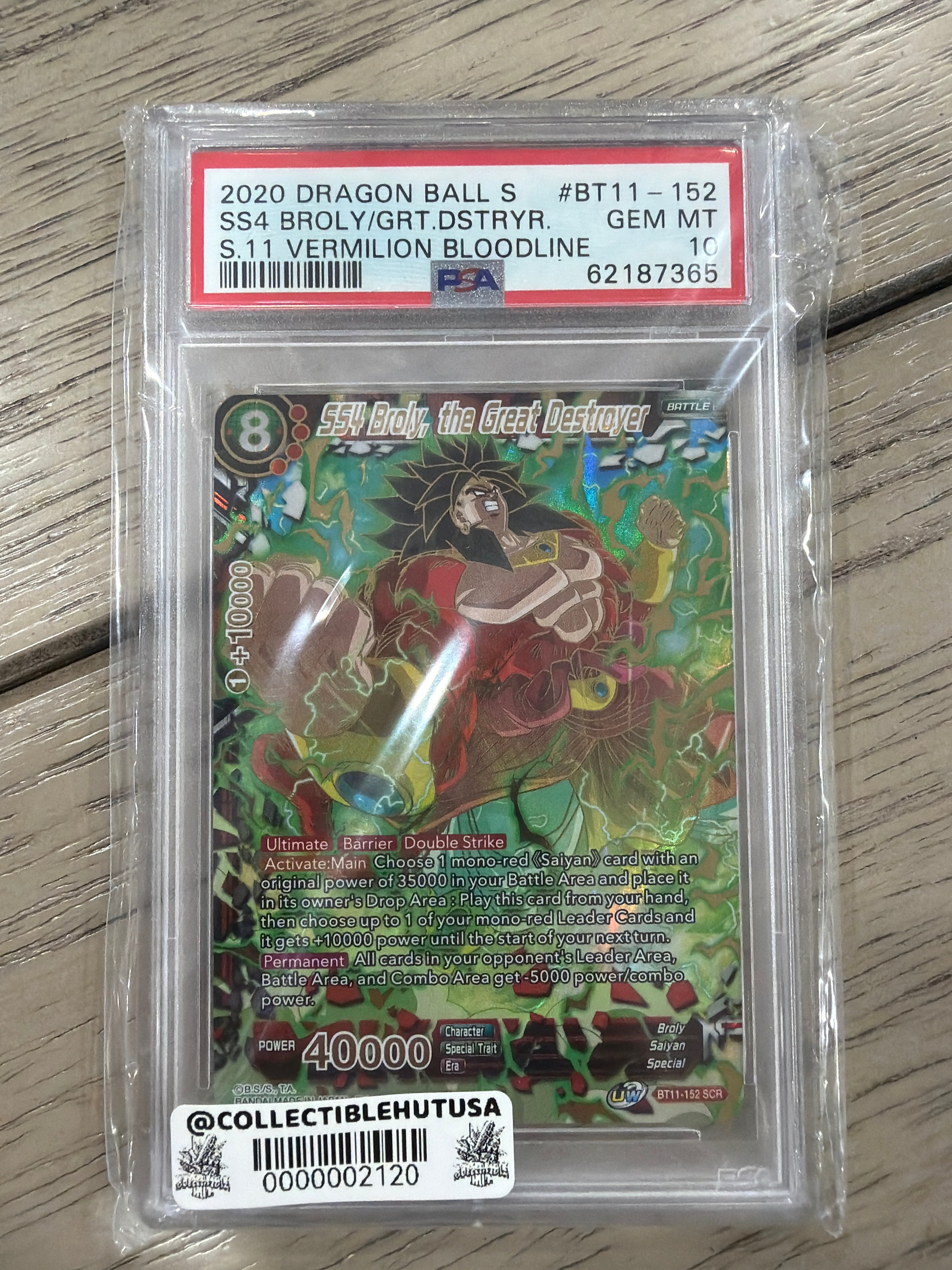 Graded Dragon Ball Z - Bandai Dragon Ball Super SS4 Broly Battle Secret Rare Holo BT11-152 PSA 10