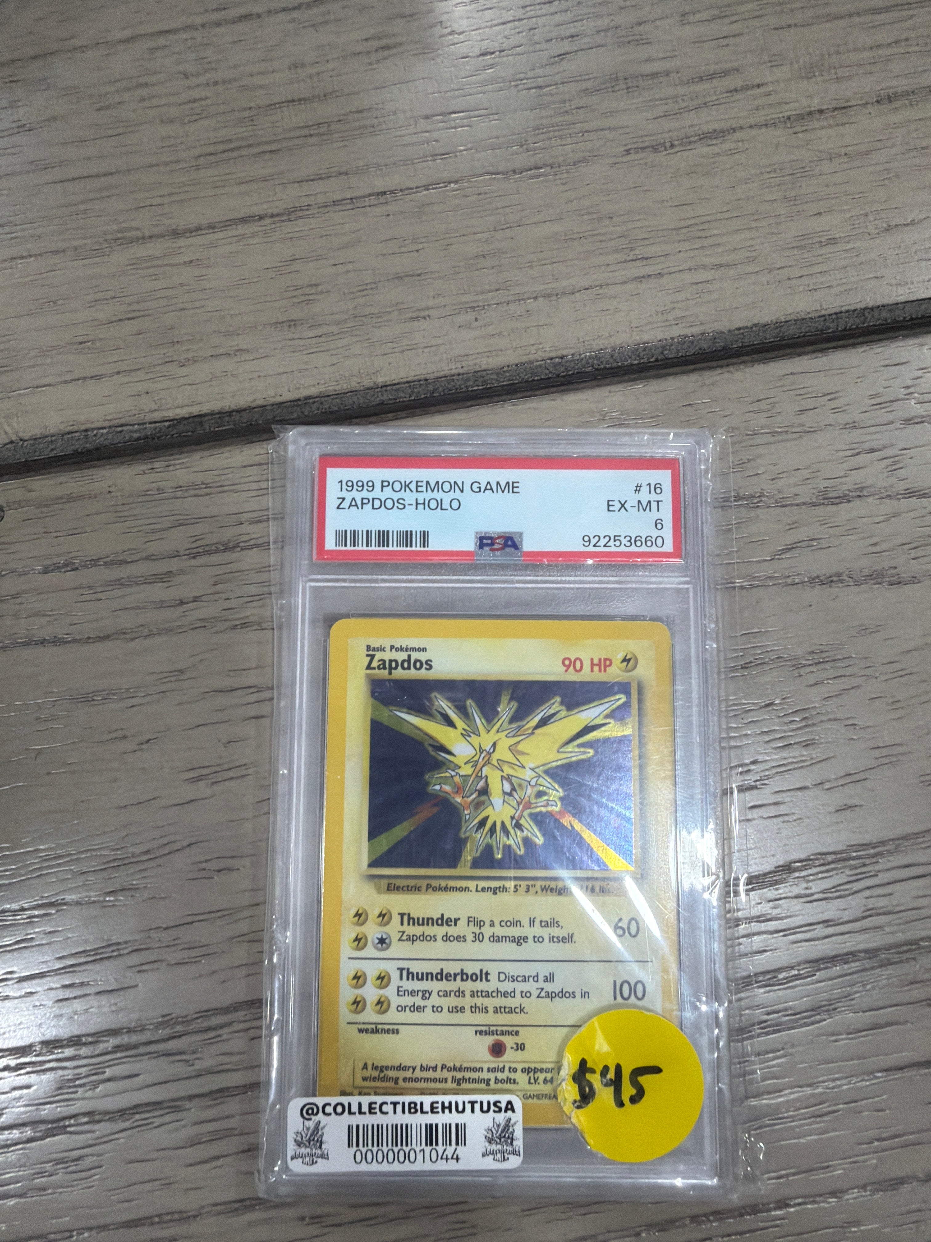 Graded Pokemon - 1999 POKEMON BASE SET UNLIMITED #16 ZAPDOS-HOLO PSA 6