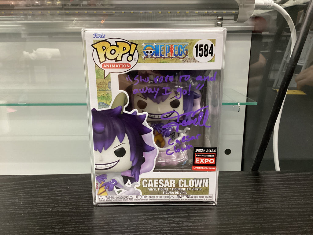 Signed Funko Pop 1584 6 inch - One Piece - Caesar Clown - Funko 2024 Entertainment Expo Limited Edition - Signed by Jerry Jewell