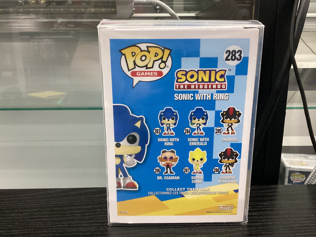 Signed Funko Pop 283 6 inch - Sonic the Hedgehog - Sonic with Ring - Signed by Roger Craig Smith
