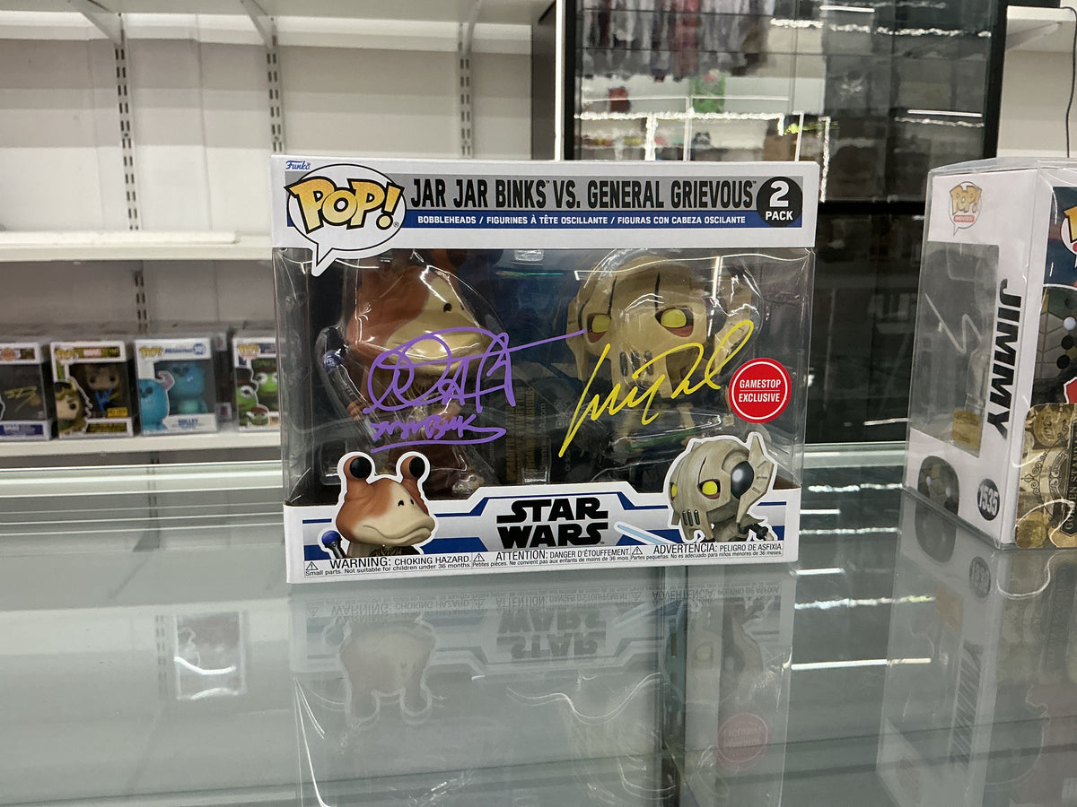 Signed Funko 2 Pack - 6in - Star Wars - Jar Jar Binks VS. General Grievous - GameStop Exclusive - Signed Ahmed Best And Matt Wood