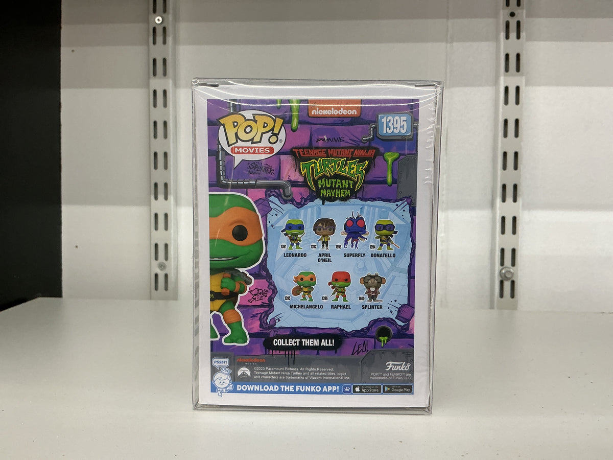 Funko Pop 1395 6 inch. - Teenage Mutant Ninja Turtles Mutant Mayhem - Michelangelo - Signed - Seth Rogan
