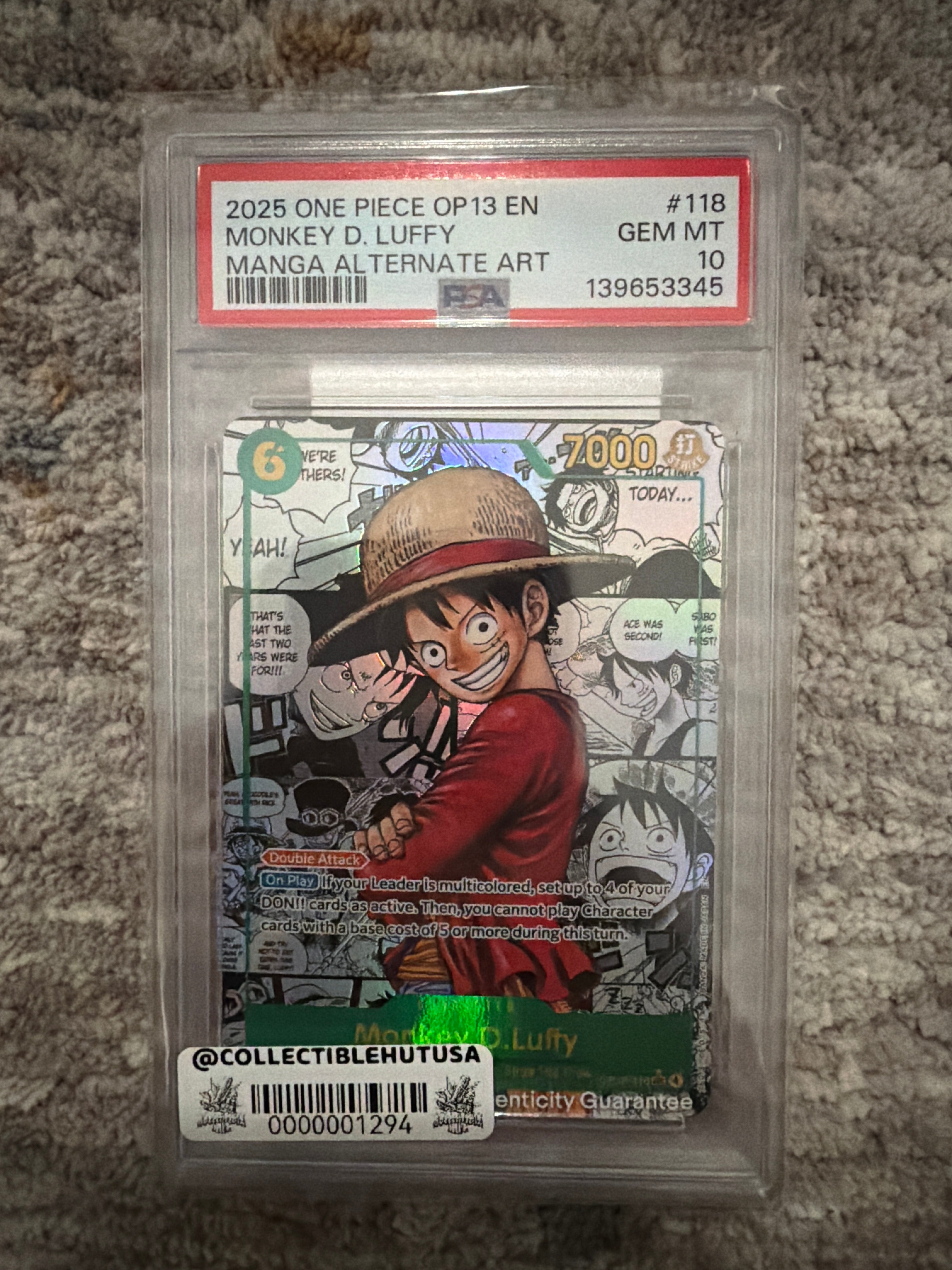 Graded One Piece - 2025 One Piece Carrying On His Will MONKEY D. LUFFY #118 PSA 10 Manga Alt Art