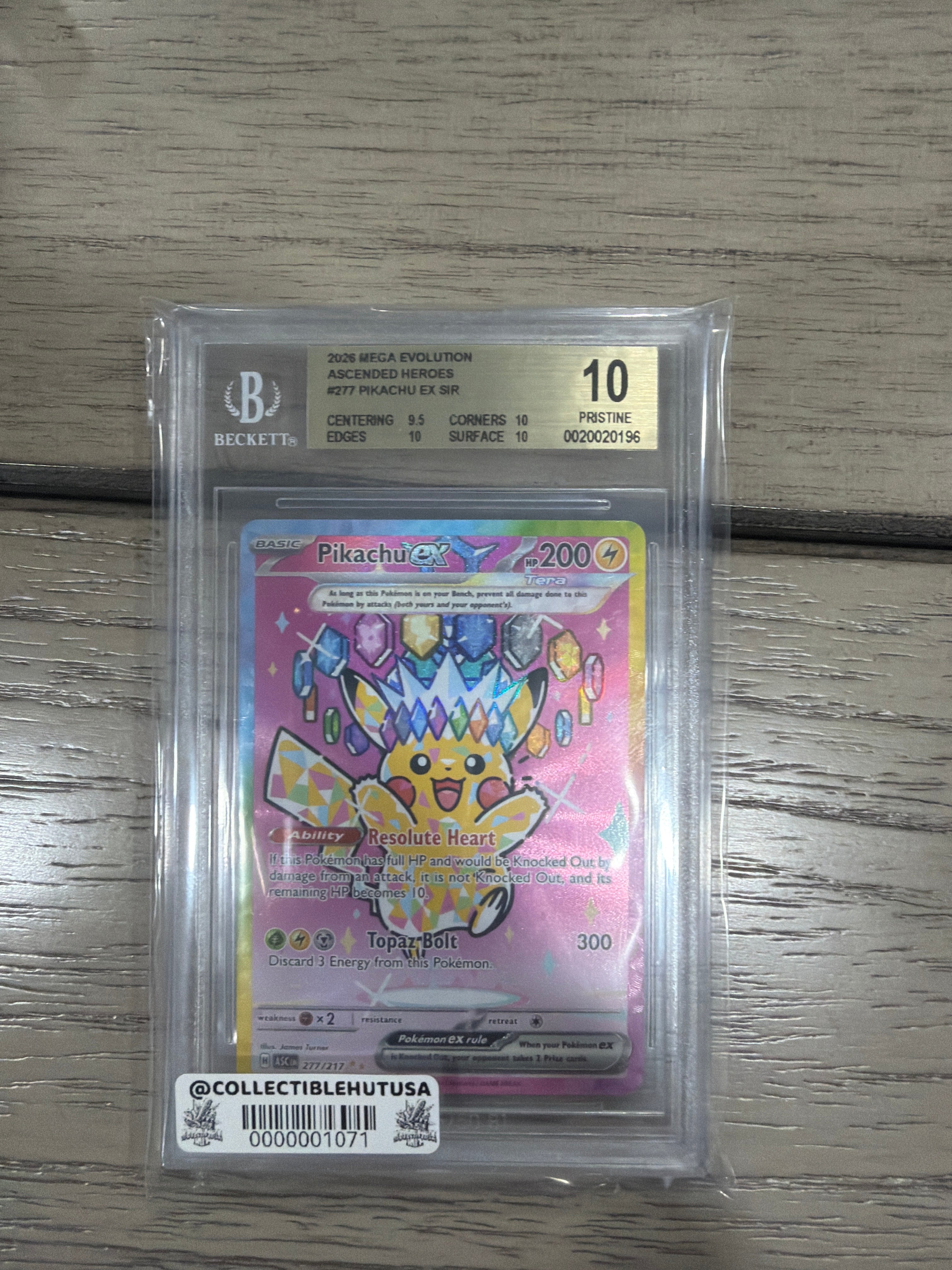 Graded Pokemon - Pokémon Pikachu EX 277/217 Ascended BGS 10 Pristine