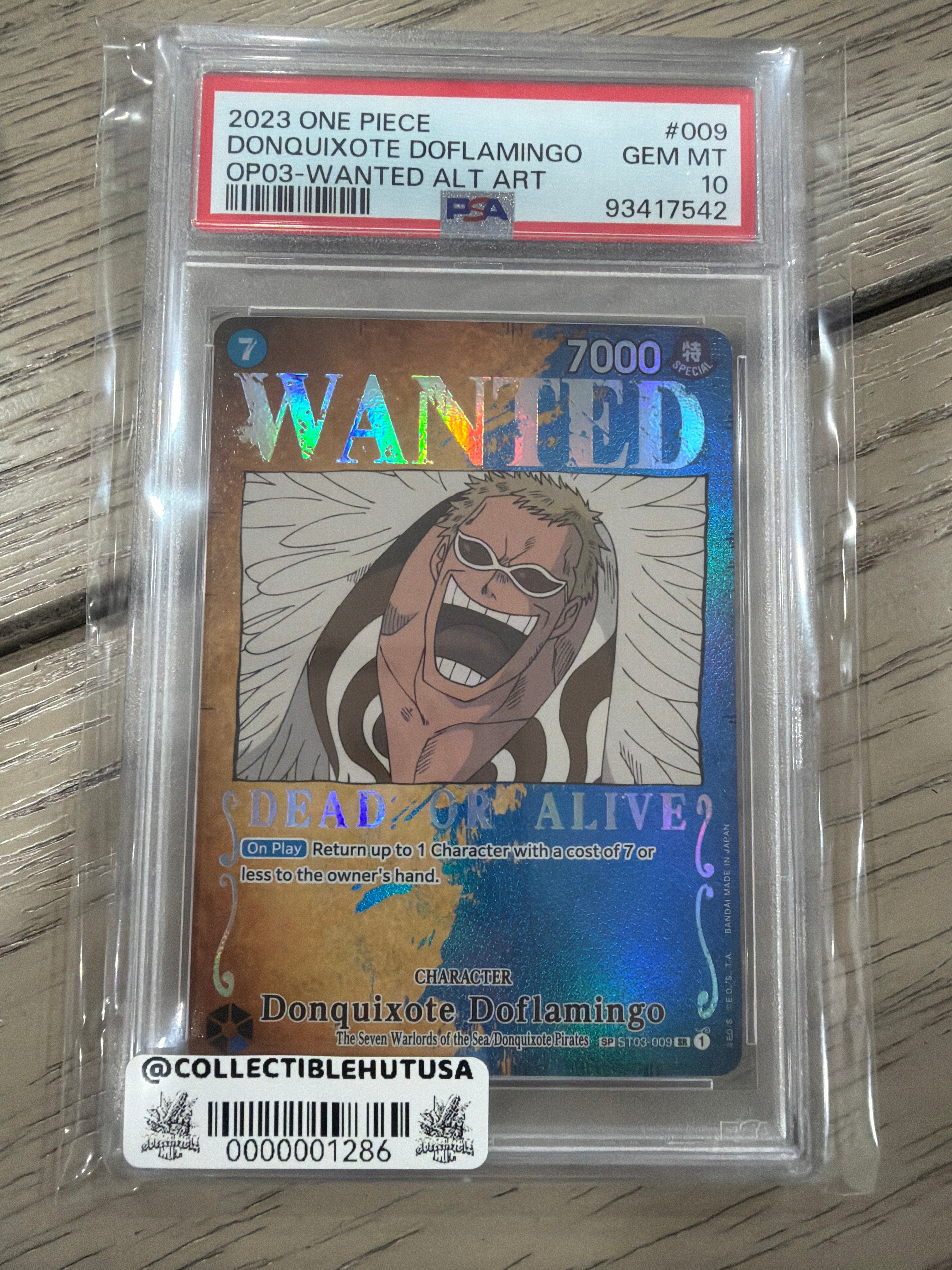 Graded One Piece - ONE PIECE DONQUIXOTE DOFLAMINGO 2023 OP03-PILLARS OF STRENGTH #009 PSA 10