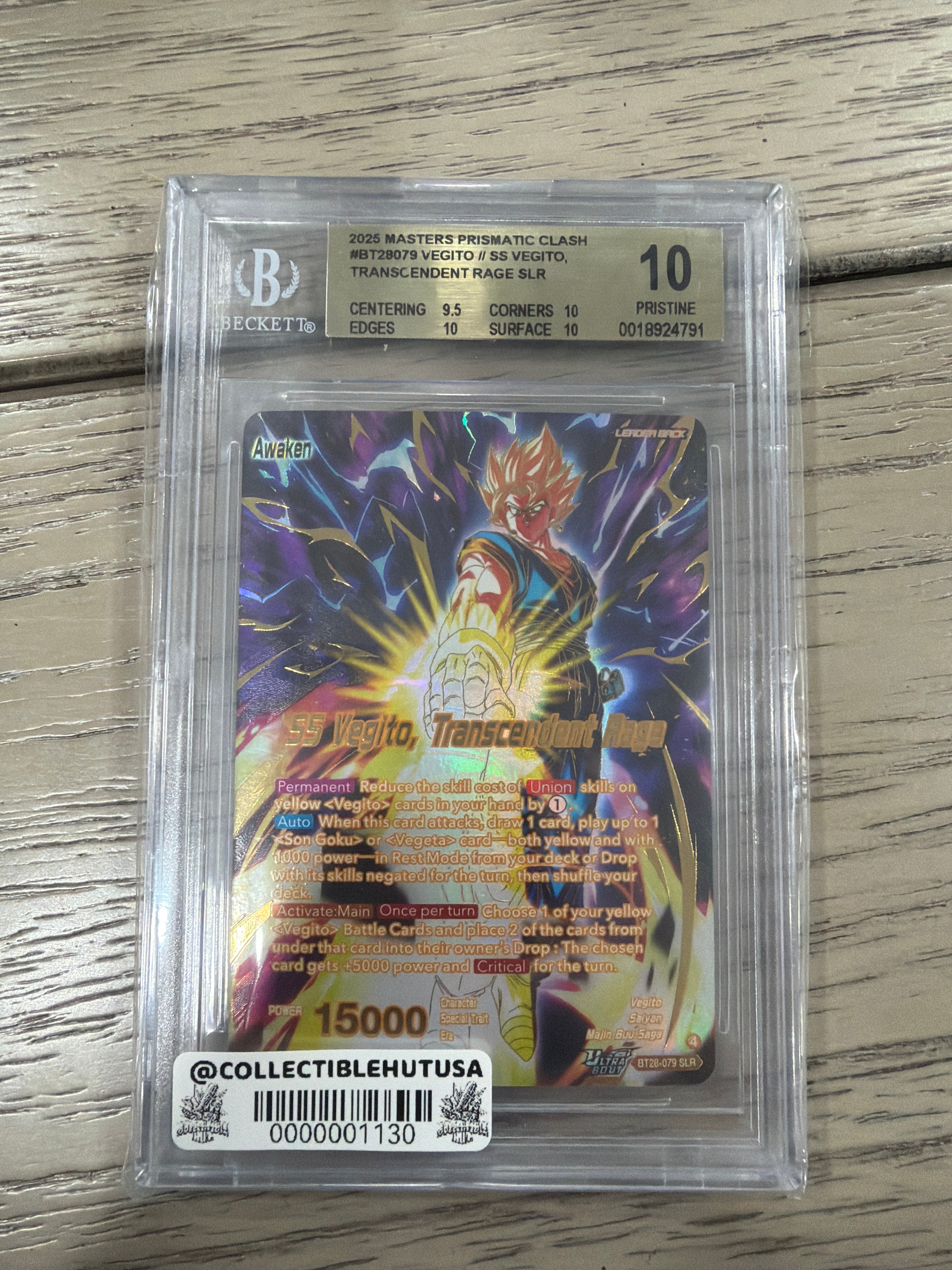 Graded Dragon Ball Z - BGS Pristine 10 DBS SS Vegito, Transcendent Rage BT28-079 Prismatic Clash SLR