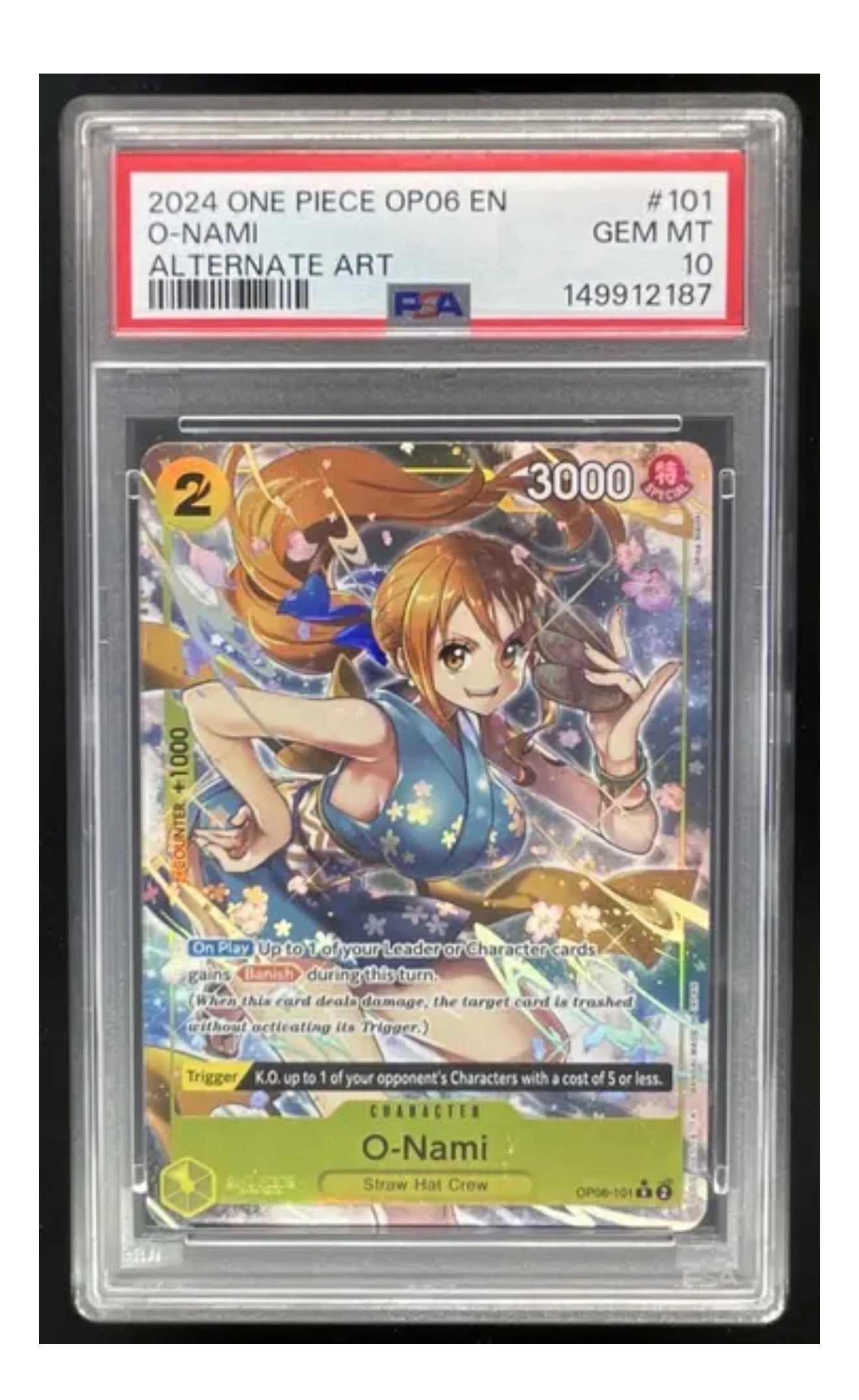 Graded One Piece - One Piece O-Nami Alt Art OP06-101 Wings of the Captain PSA 10 Gem Mint