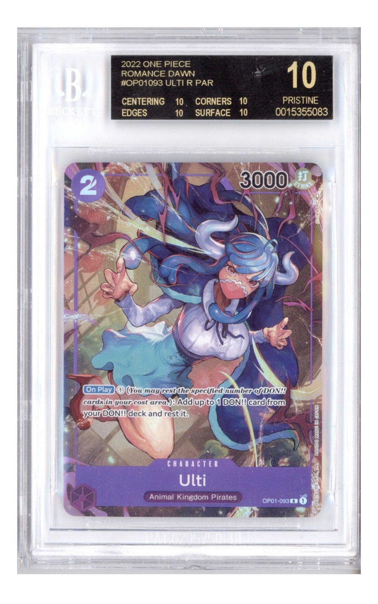 Graded One Piece - Ulti Alt Art One Piece Romance Dawn OP01-093 BGS 10 Pristine Black Label !