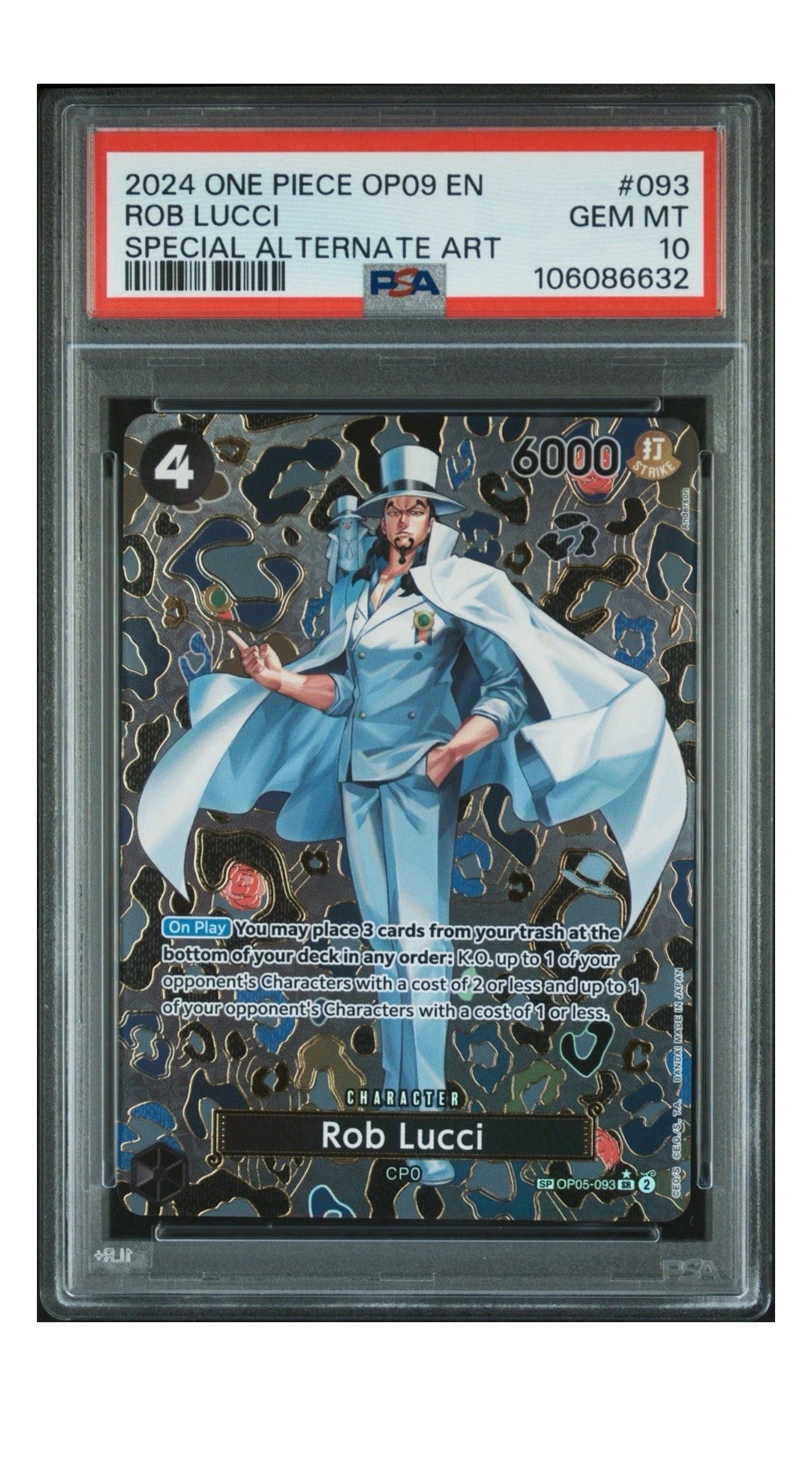 Graded One Piece - PSA 10 2024 One Piece ROB LUCCI (SP) Alternate Art #OP05-093 Emperors New EN