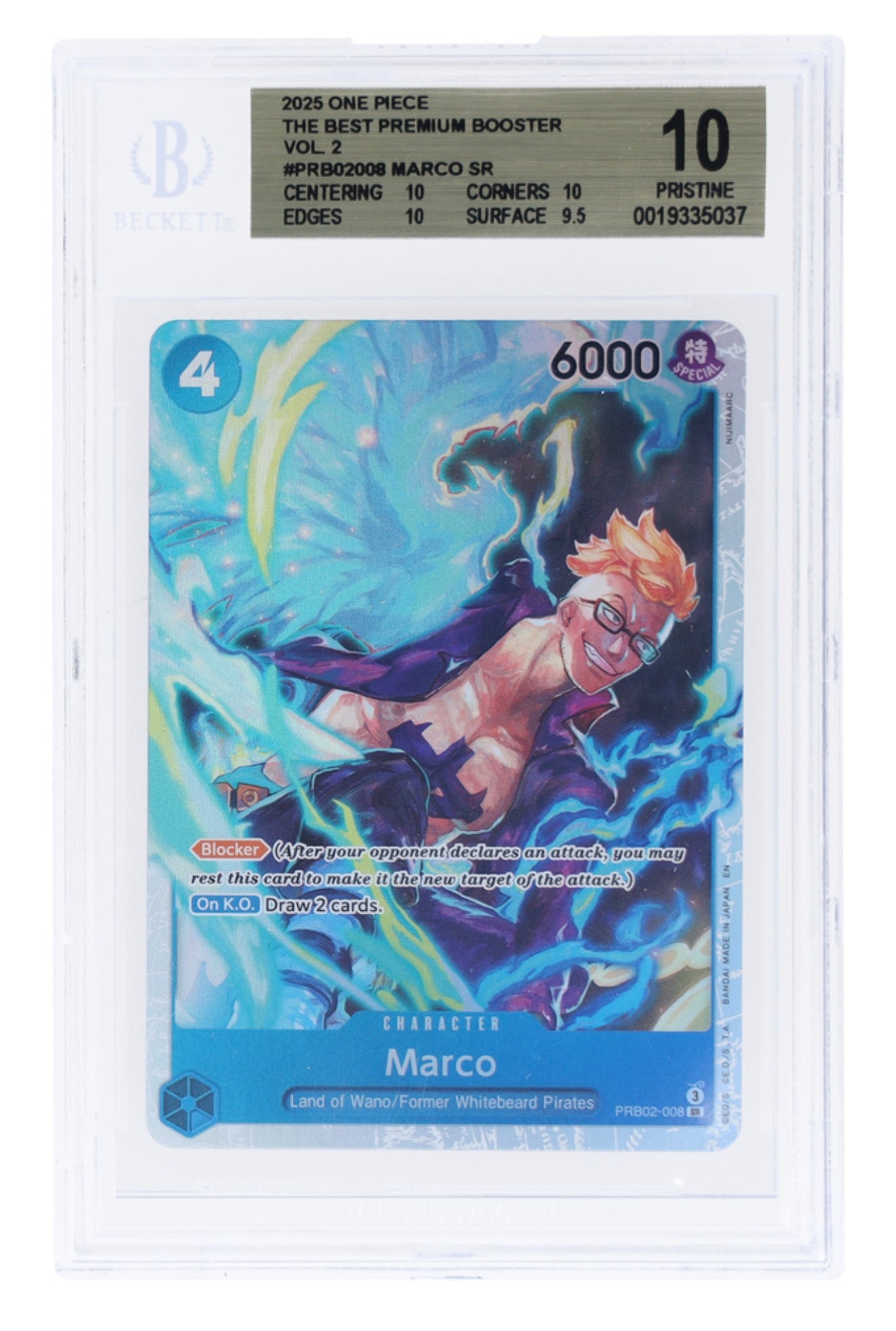Graded One Piece - 2025 One Piece Card Game the Best Premium Booster Volume 2 Marco #PRB02008 BGS 10