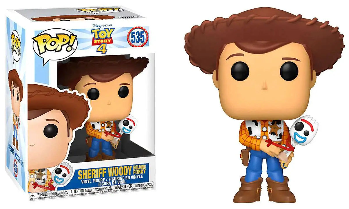 Funko Pop 535 6inch. - Toy Story 4 - Sheriff Woody Holding Forky - Vaulted- Hot Topic Exclusive