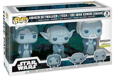 Funko Pop 3 pack 6 in. Star Wars Anakin Skywalker/ Yoda/ Obi-Wan Kenobi (Endor) Amazon Exclusive Glow in the Dark