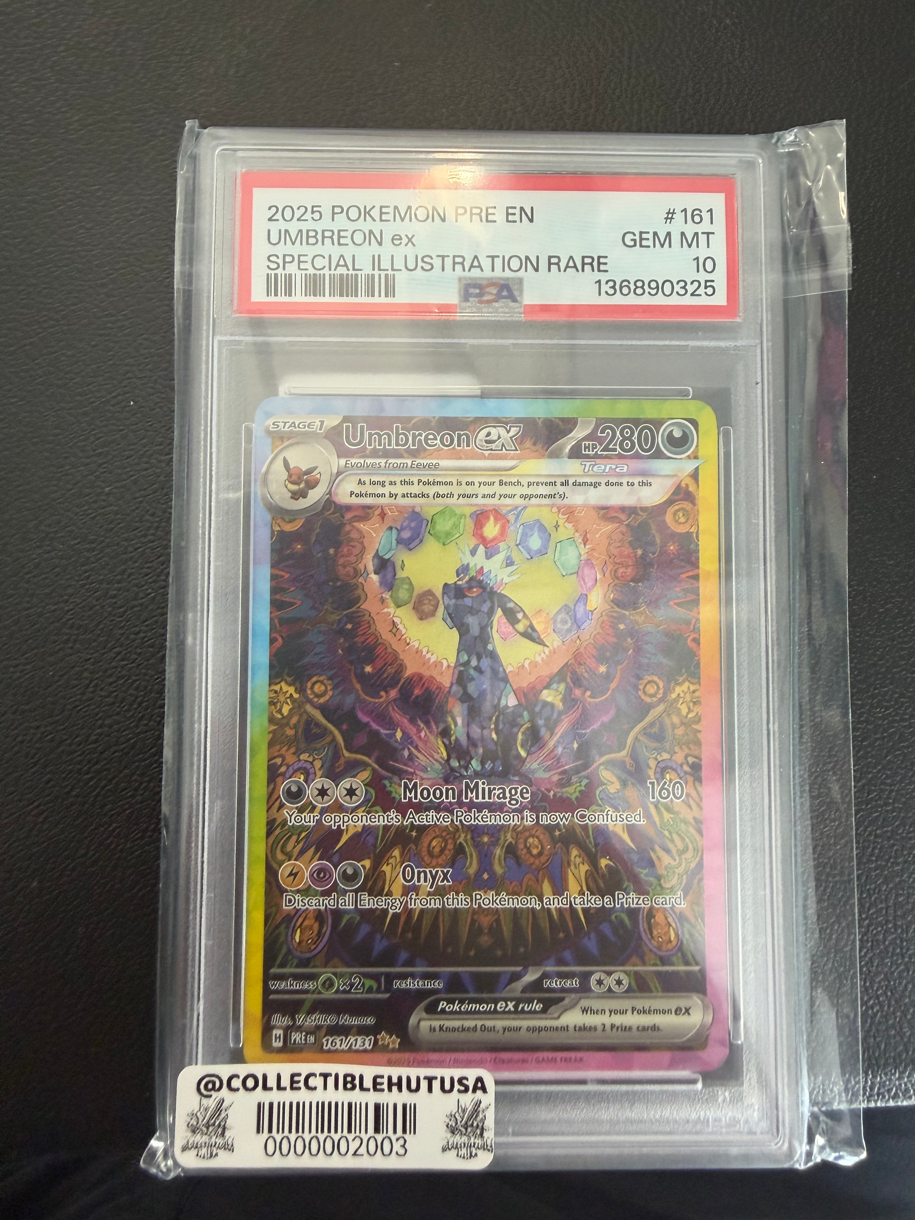 Graded Pokemon - Pokemon Umbreon ex 161/131 Sv Prismatic Evolutions SIR Holo Eng 2025 PSA 9