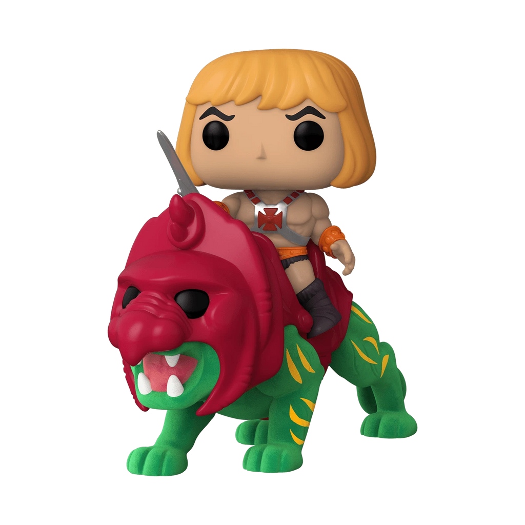 Funko Pop 84 8 in.- Masters of the Universe- He-Man on Battle Cat- Flocked- Target Con 2022
